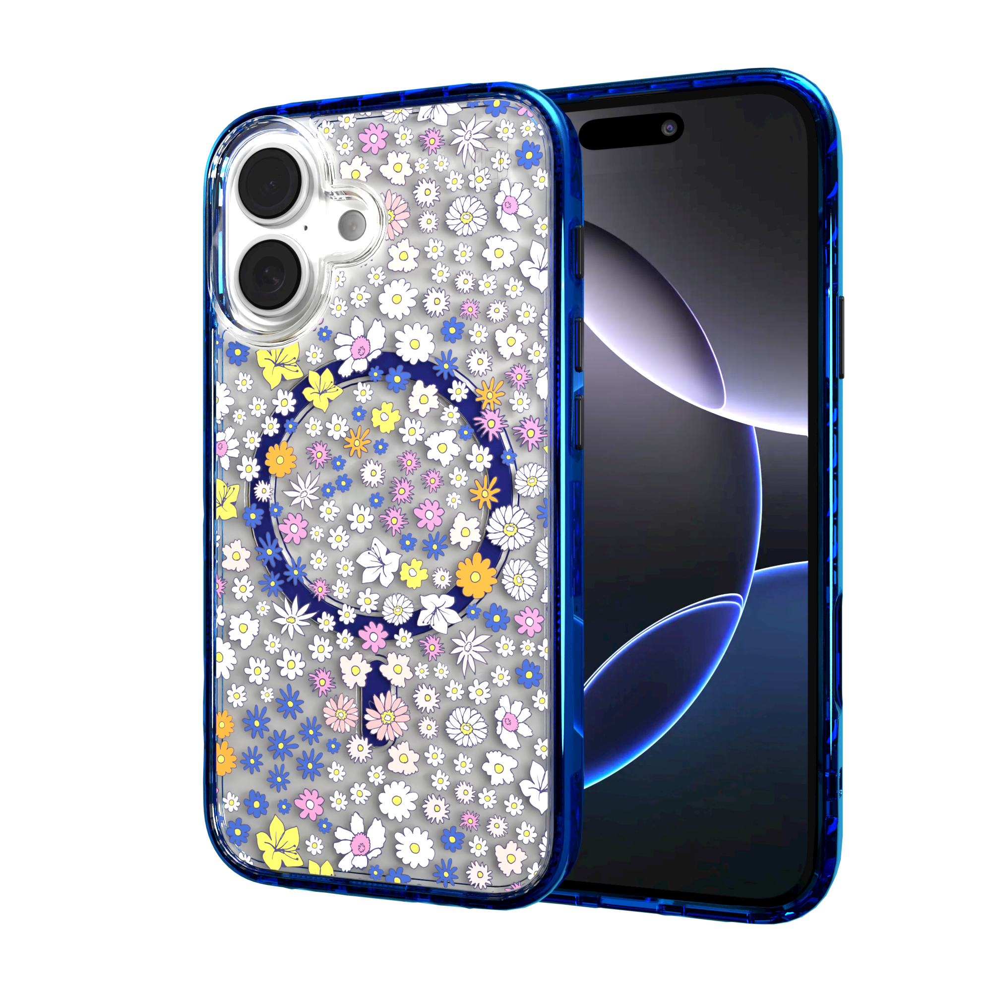 iPhone 16 Series | MagSafe | Flower Case Collection | Sketched Wild Blossoms Wild Blossom / iPhone 16 / Blue