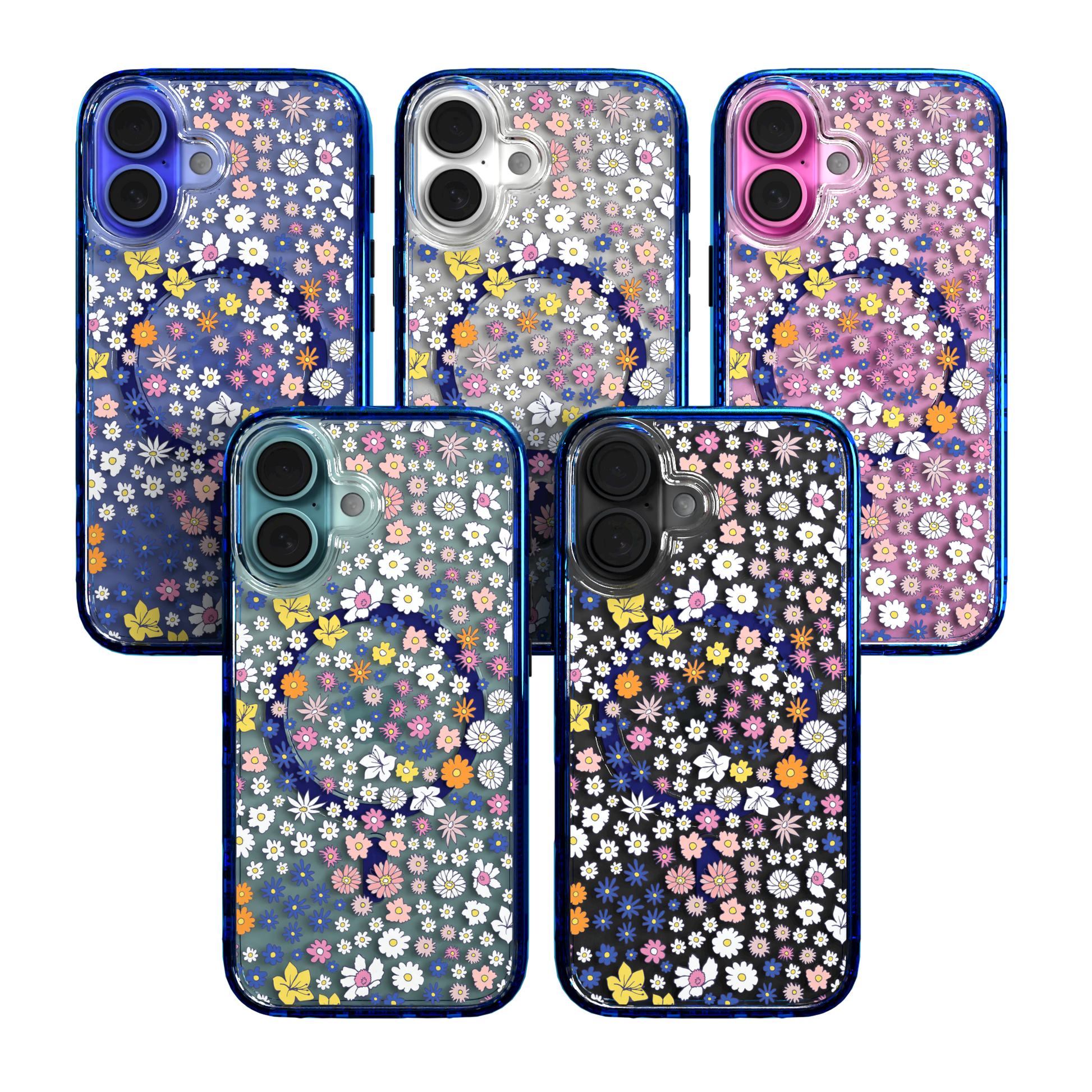 iPhone 16 Series | MagSafe | Flower Case Collection | Sketched Wild Blossoms Wild Blossom / iPhone 16 / Blue