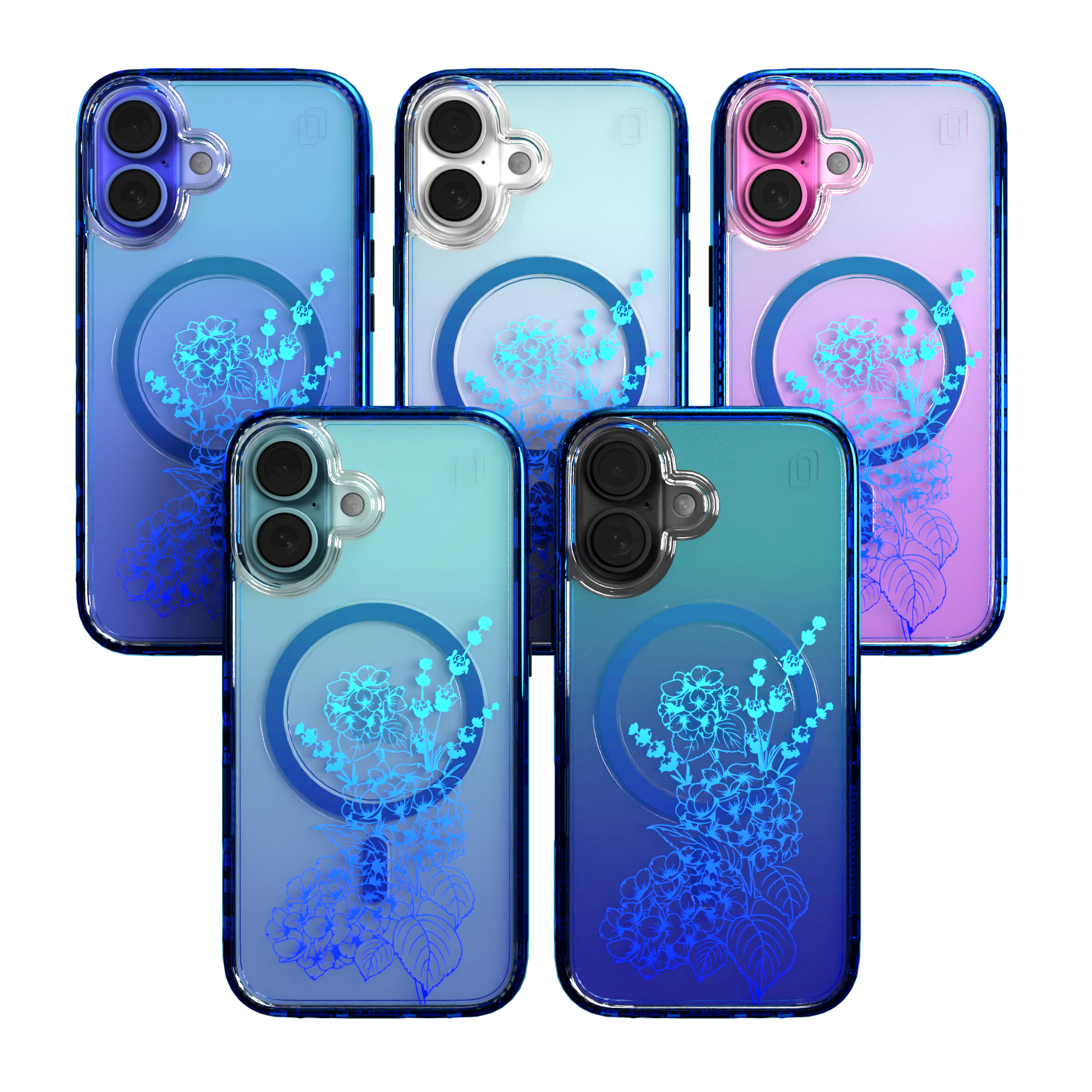 iPhone 16 Series | MagSafe | Ombre Bouquet Case Collection | Indigo Infusion Indigo Infusion / iPhone 16 / Blue