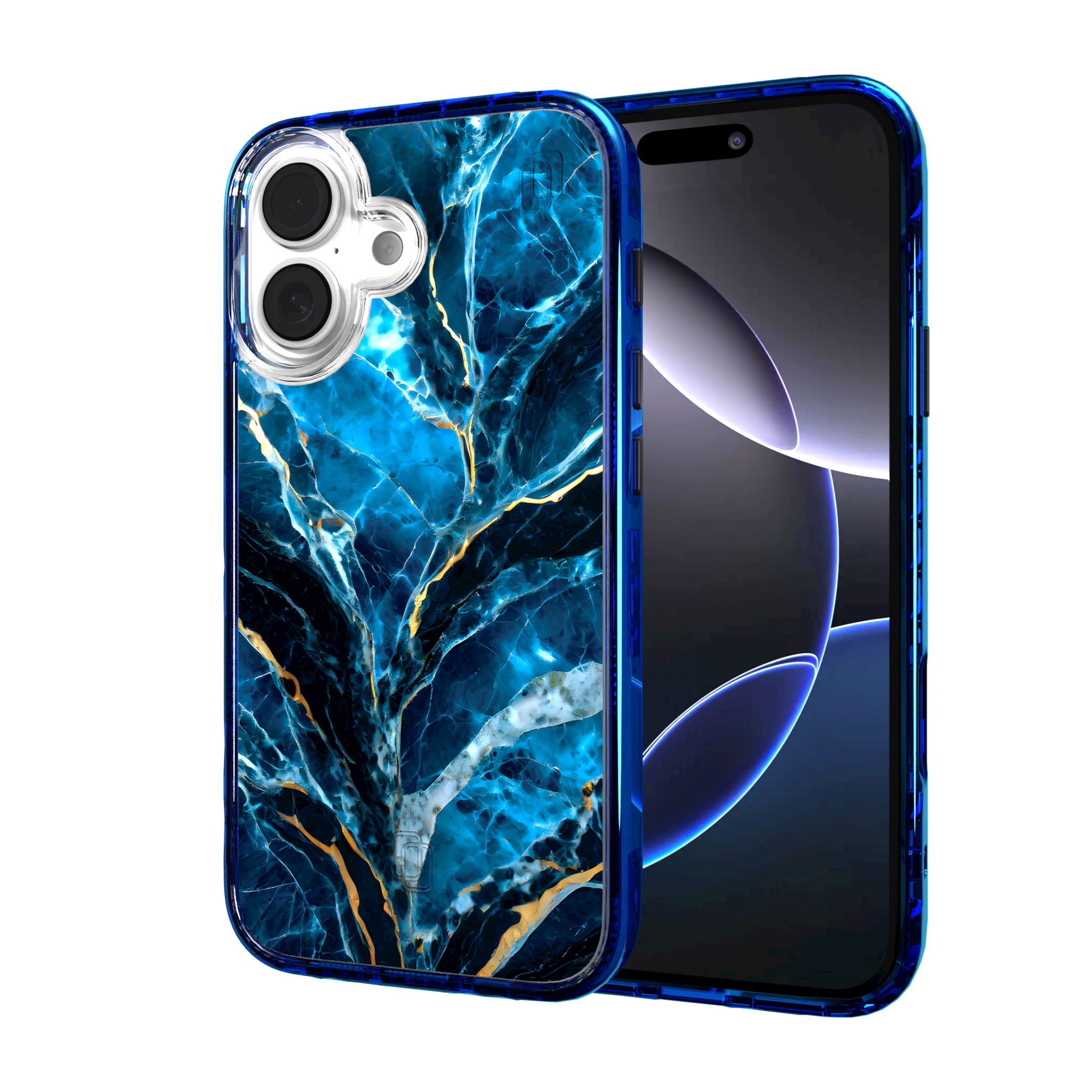 iPhone 16 Series | MagSafe | Stone Beauty Case Collection | Deep Sea Blue & Gold Marble Deep Sea / iPhone 16 / Blue