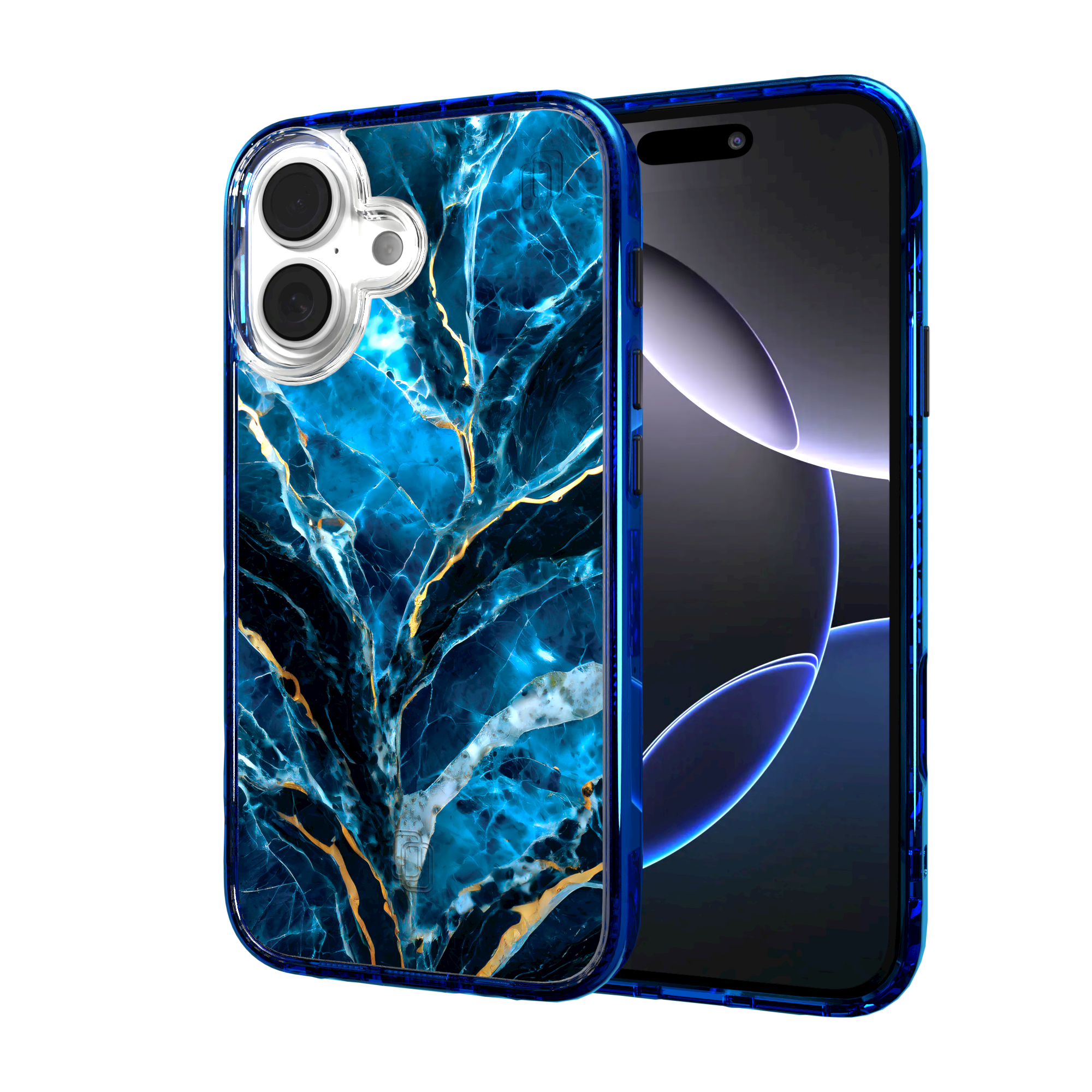 iPhone 16 Series | MagSafe | Stone Beauty Case Collection | Deep Sea Blue & Gold Marble Deep Sea / iPhone 16 / Blue