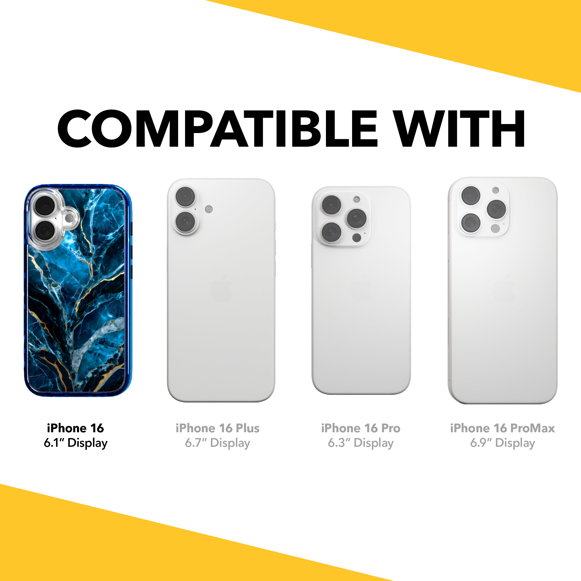 iPhone 16 Series | MagSafe | Stone Beauty Case Collection | Deep Sea Blue & Gold Marble Deep Sea / iPhone 16 / Blue