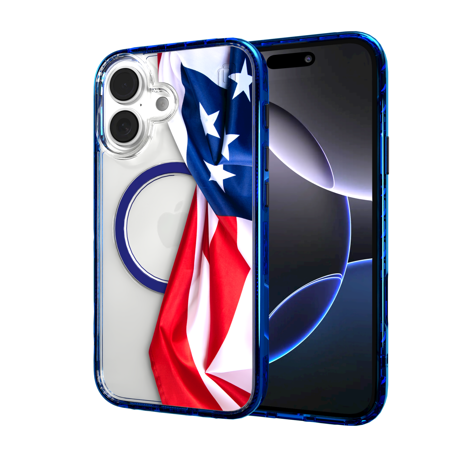 iPhone 16 Series | MagSafe | Red, White & Blue Case Collection | Flowing American Flag Resilient Spirit / iPhone 16 / Blue