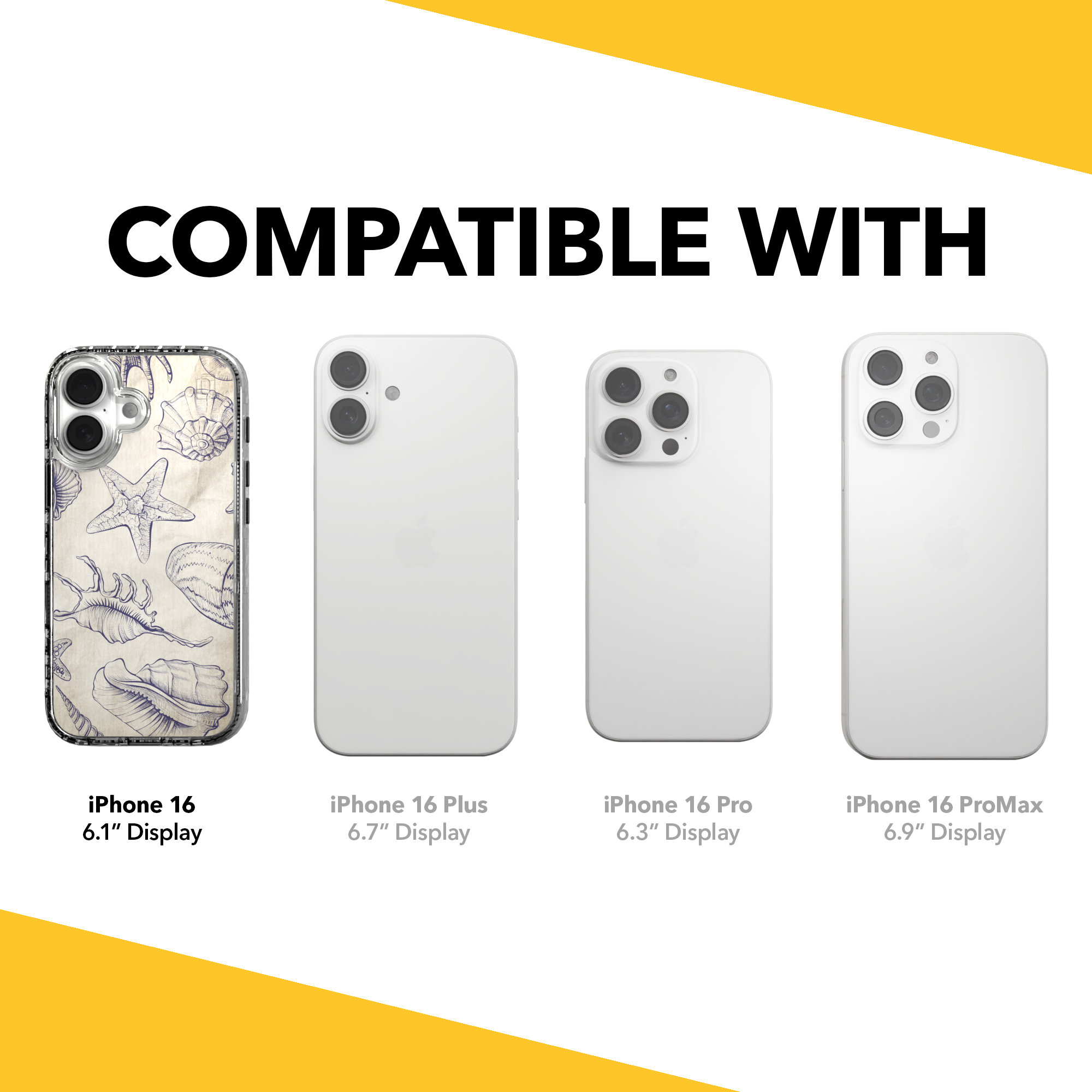 iPhone 16 Series | MagSafe | Coastal Case Collection | Seashells Sketches Coastal Seashell / iPhone 16 / Clear