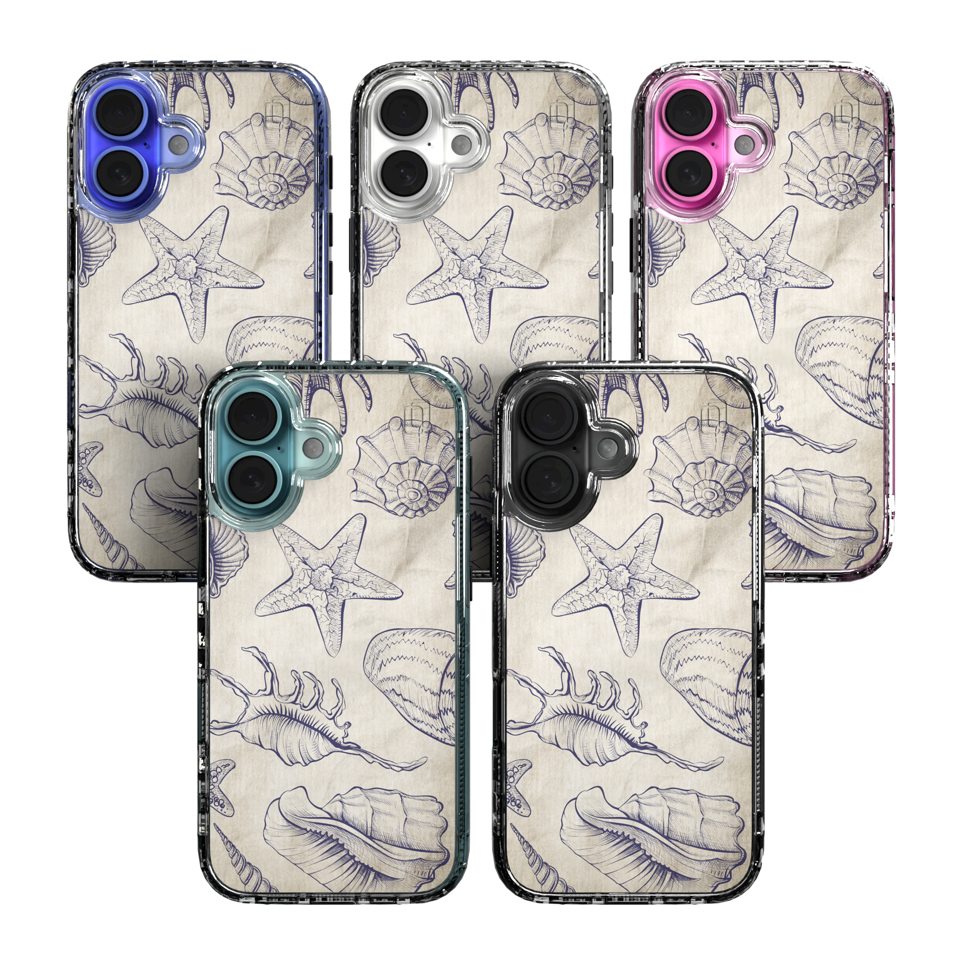 iPhone 16 Series | MagSafe | Coastal Case Collection | Seashells Sketches Coastal Seashell / iPhone 16 / Clear