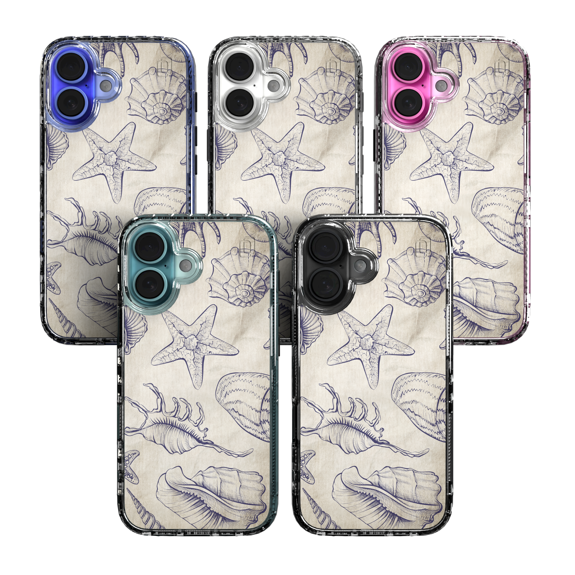 iPhone 16 Series | MagSafe | Coastal Case Collection | Seashells Sketches Coastal Seashell / iPhone 16 / Clear
