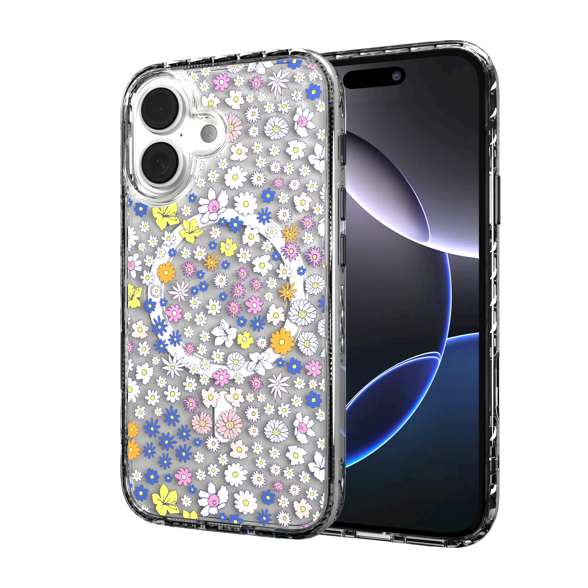 iPhone 16 Series | MagSafe | Flower Case Collection | Sketched Wild Blossoms Wild Blossom / iPhone 16 / Clear