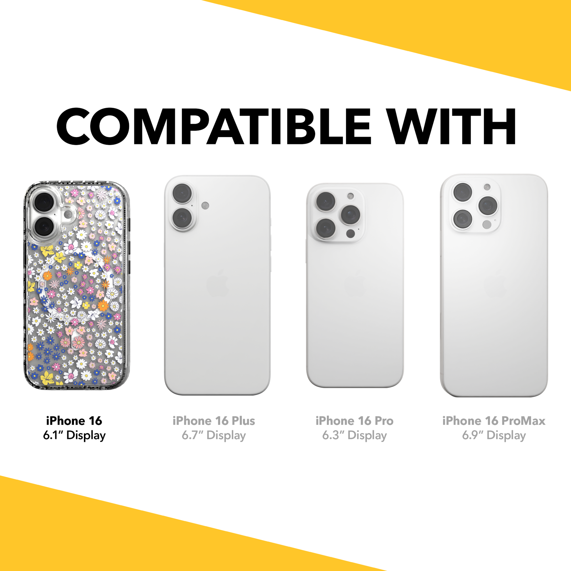 iPhone 16 Series | MagSafe | Flower Case Collection | Sketched Wild Blossoms Wild Blossom / iPhone 16 / Clear