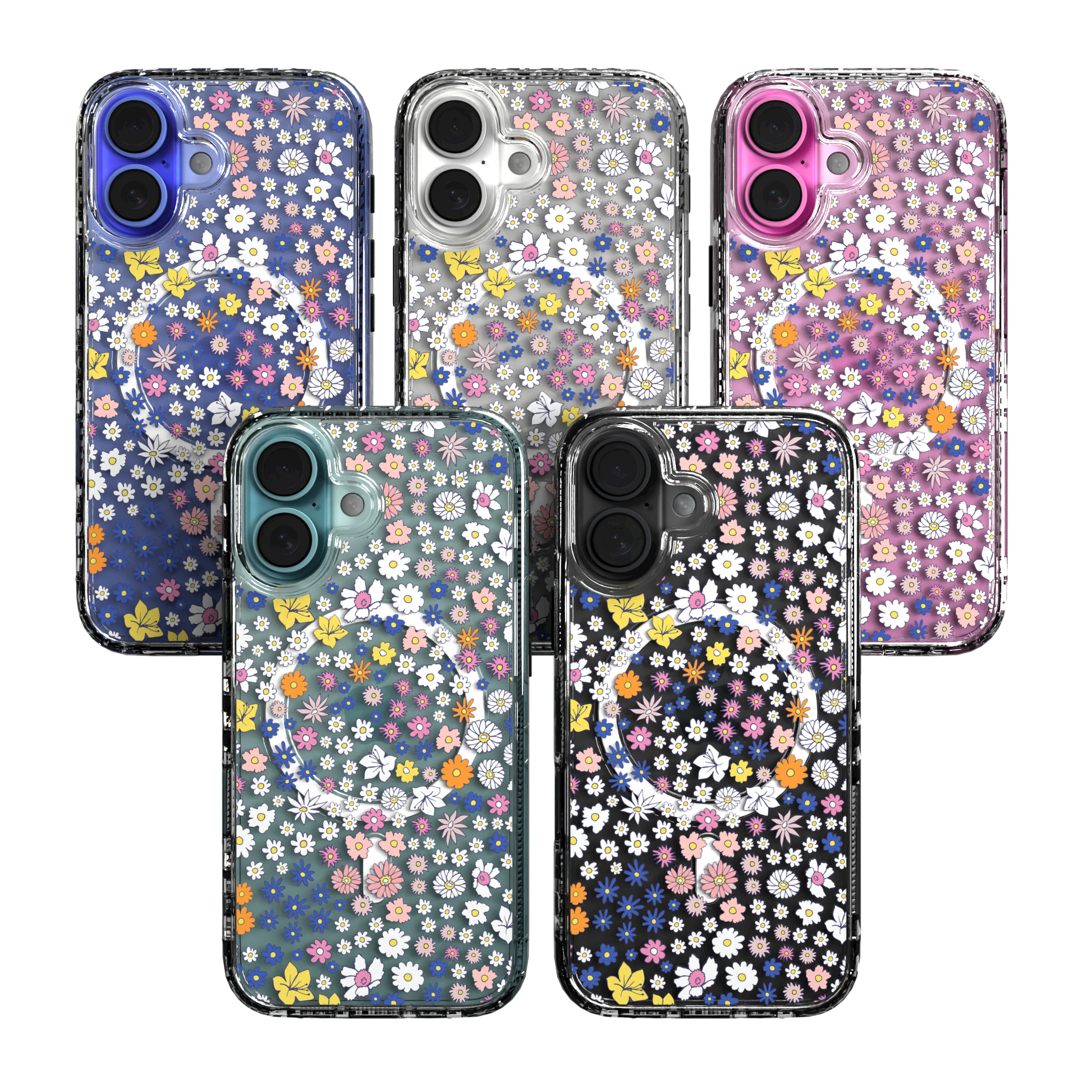 iPhone 16 Series | MagSafe | Flower Case Collection | Sketched Wild Blossoms Wild Blossom / iPhone 16 / Clear