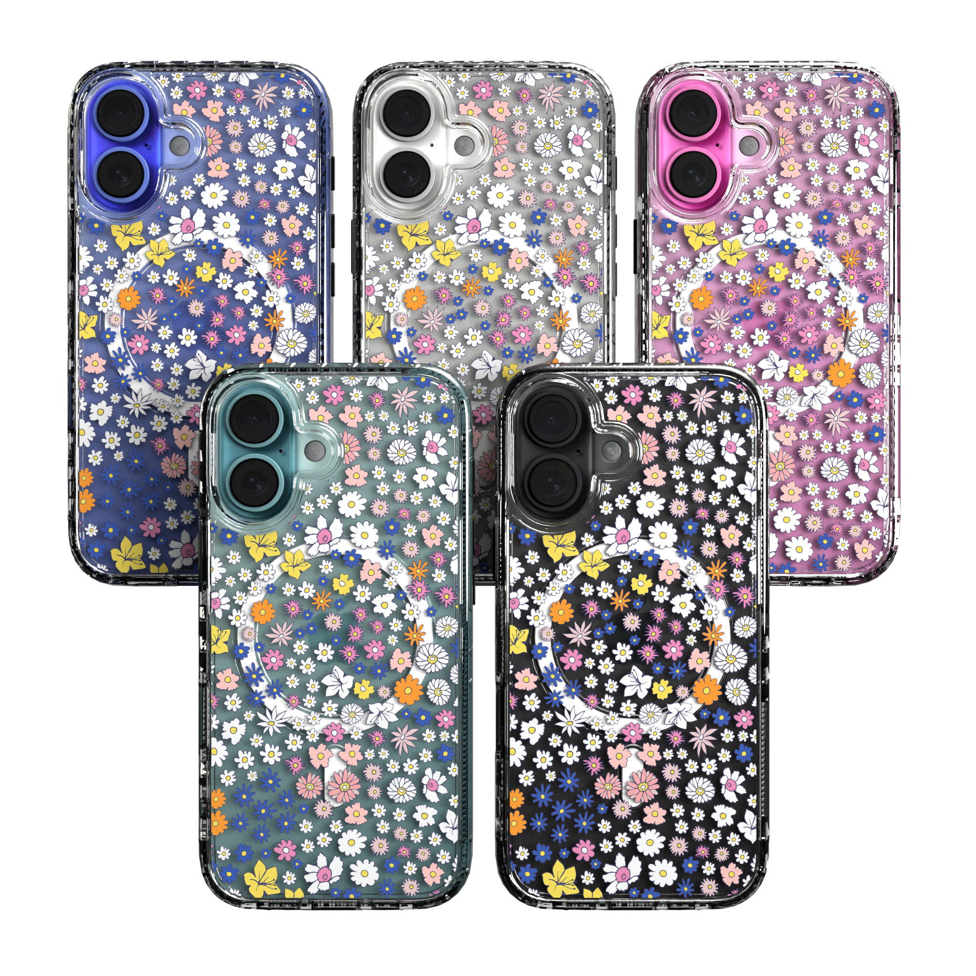 iPhone 16 Series | MagSafe | Flower Case Collection | Sketched Wild Blossoms Wild Blossom / iPhone 16 / Clear