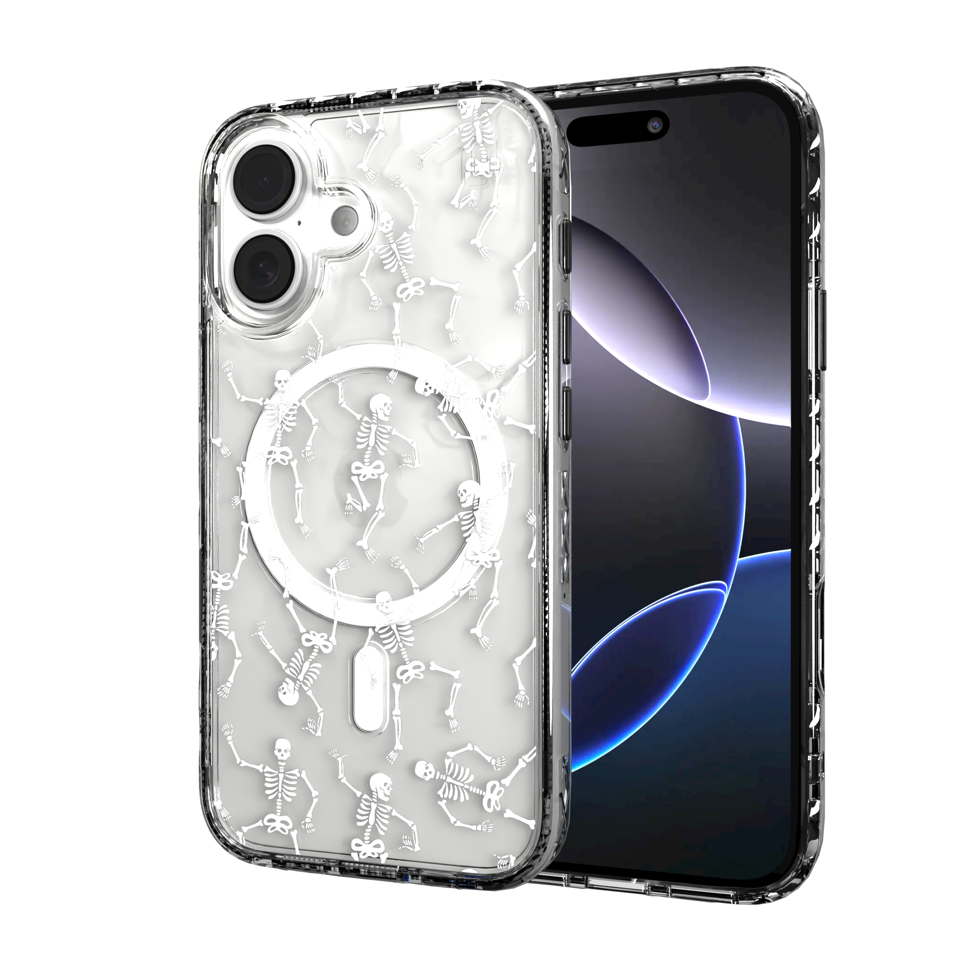 iPhone 16 Series | MagSafe | Halloween Case | Dancing Skeletons Dancing Skeletons / iPhone 16 / Clear
