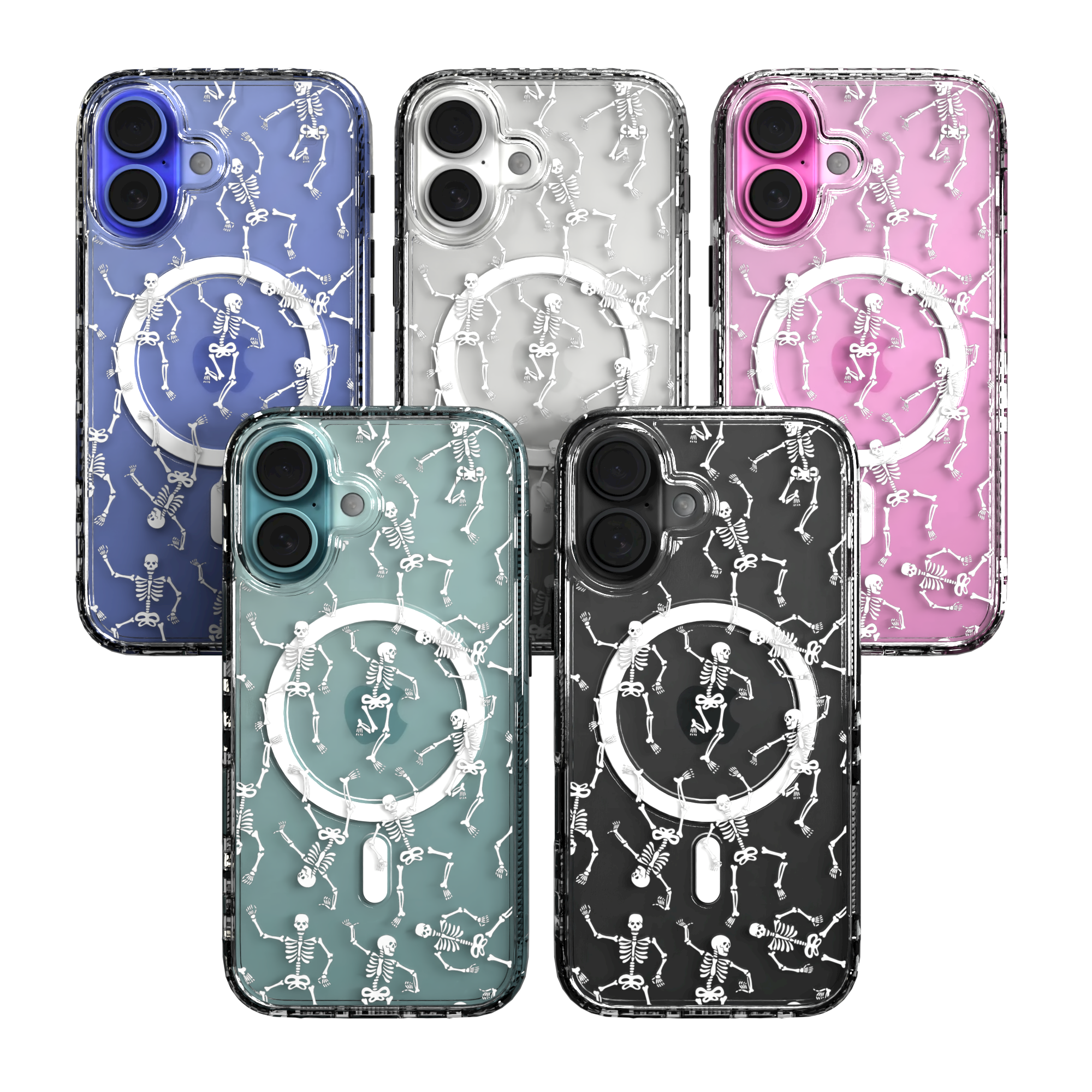 iPhone 16 Series | MagSafe | Halloween Case | Dancing Skeletons Dancing Skeletons / iPhone 16 / Clear