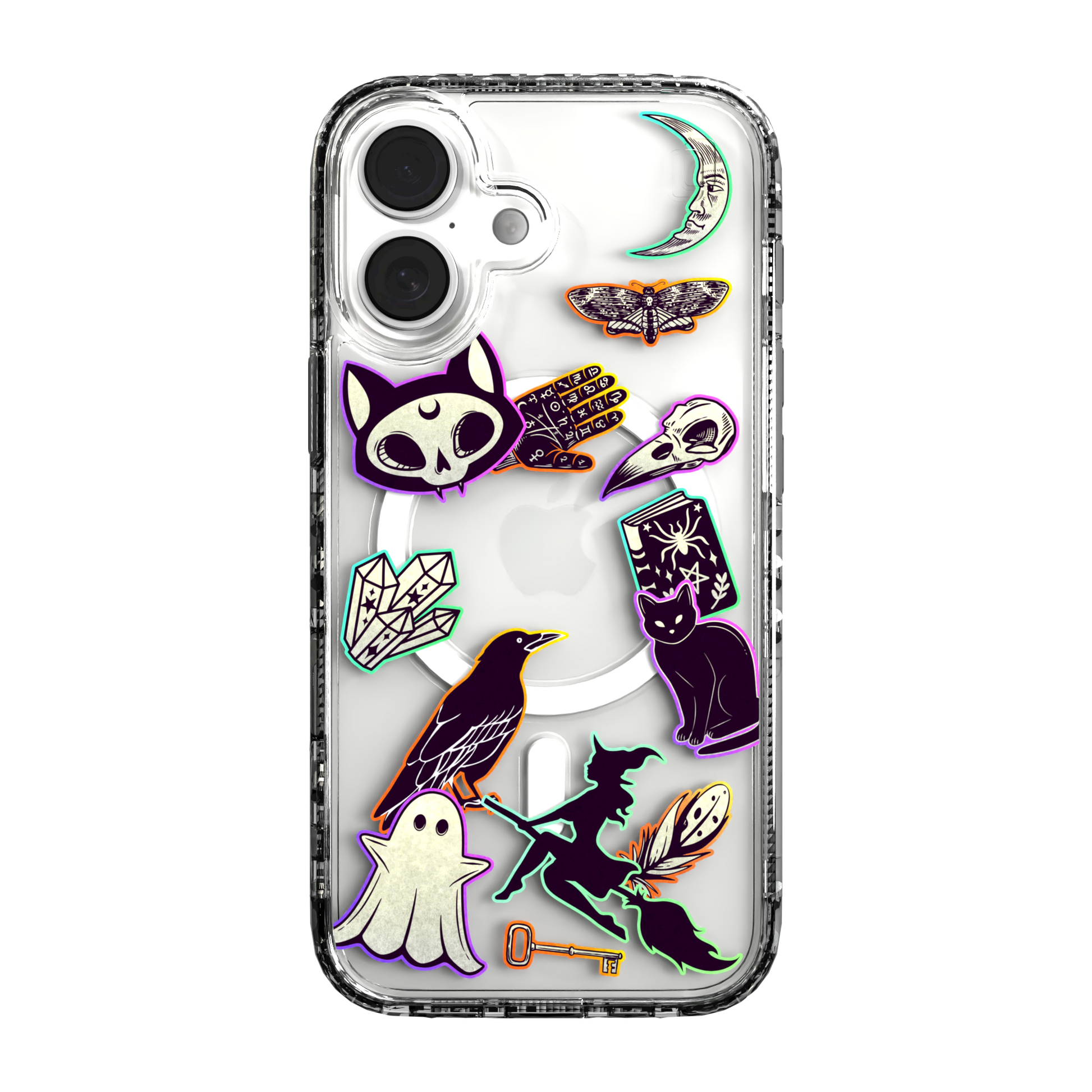 iPhone 16 Series | MagSafe | Halloween Case | Witchy Stickers Witchy Stickers / iPhone 16 / Clear