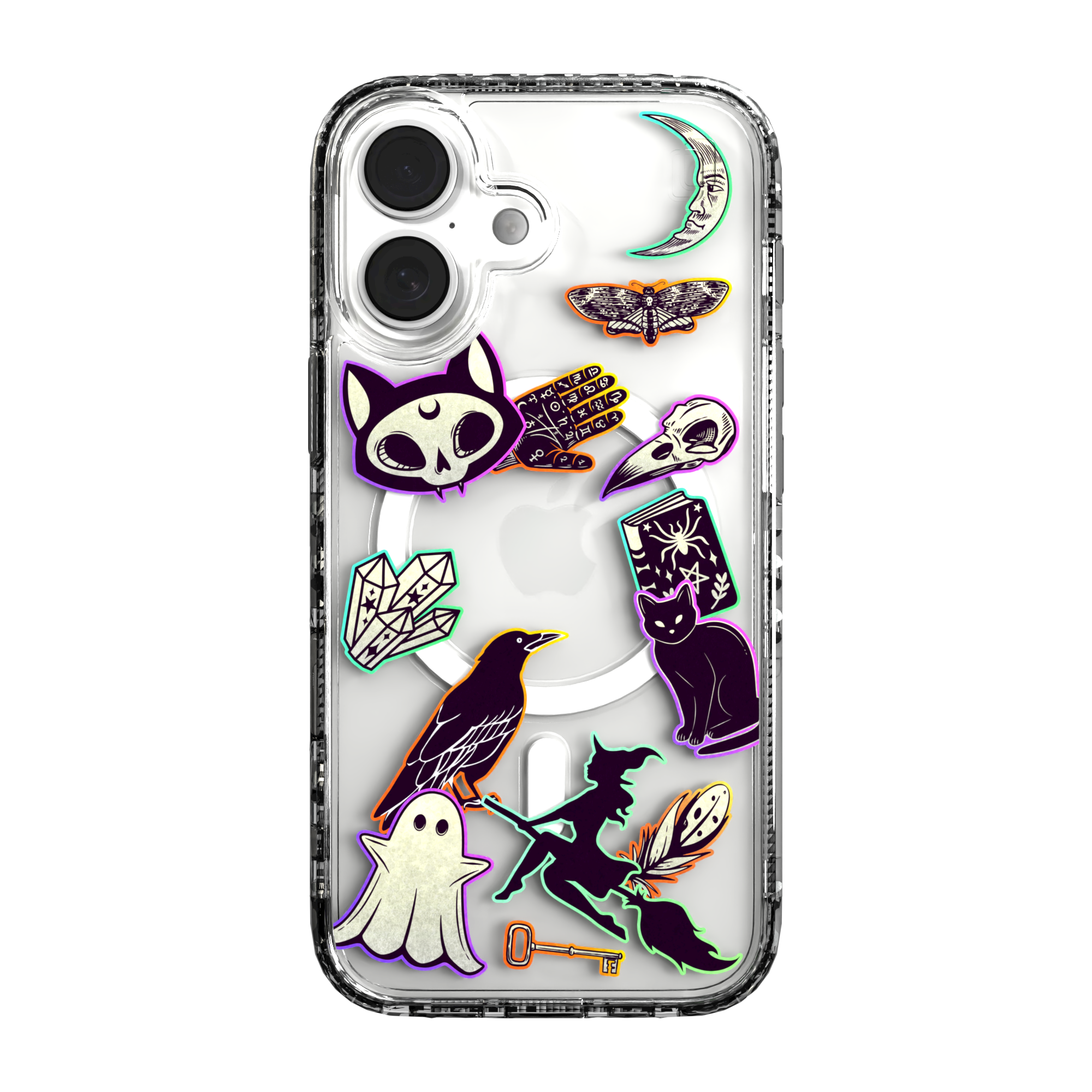 iPhone 16 Series | MagSafe | Halloween Case | Witchy Stickers Witchy Stickers / iPhone 16 / Clear