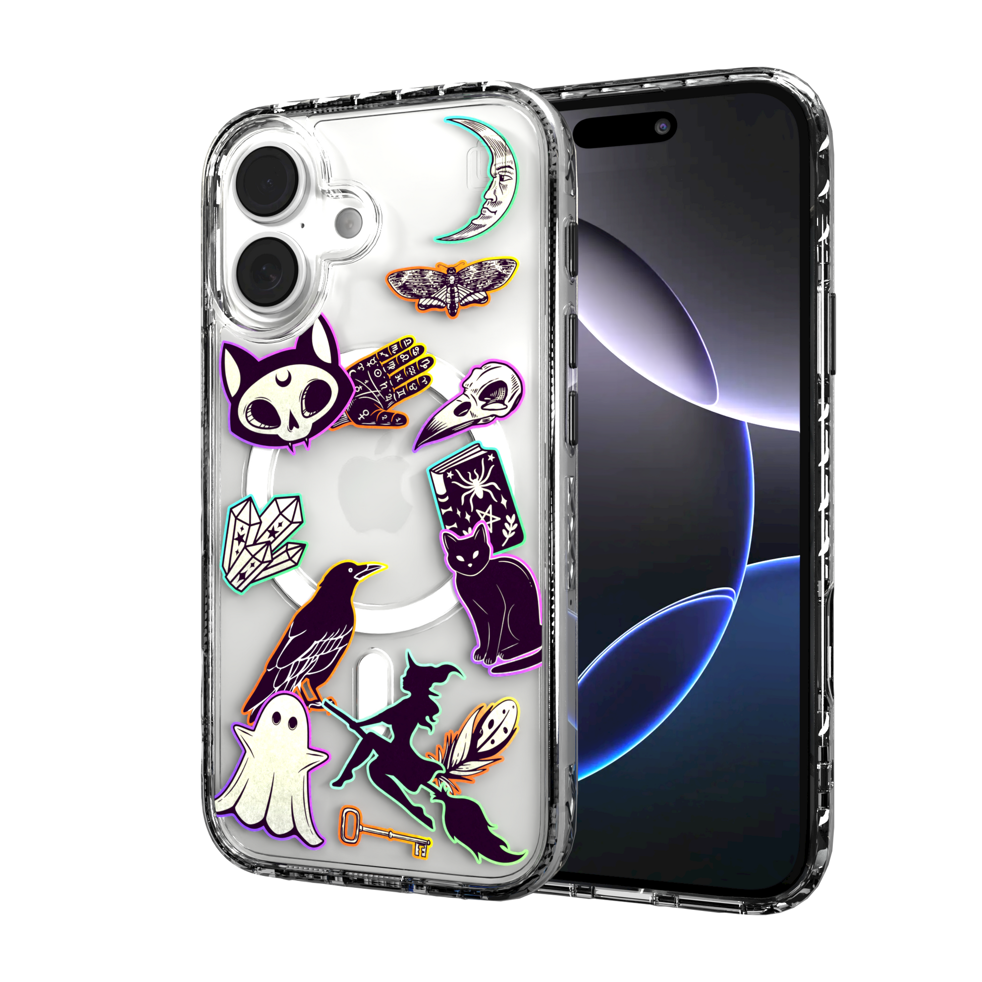 iPhone 16 Series | MagSafe | Halloween Case | Witchy Stickers Witchy Stickers / iPhone 16 / Clear