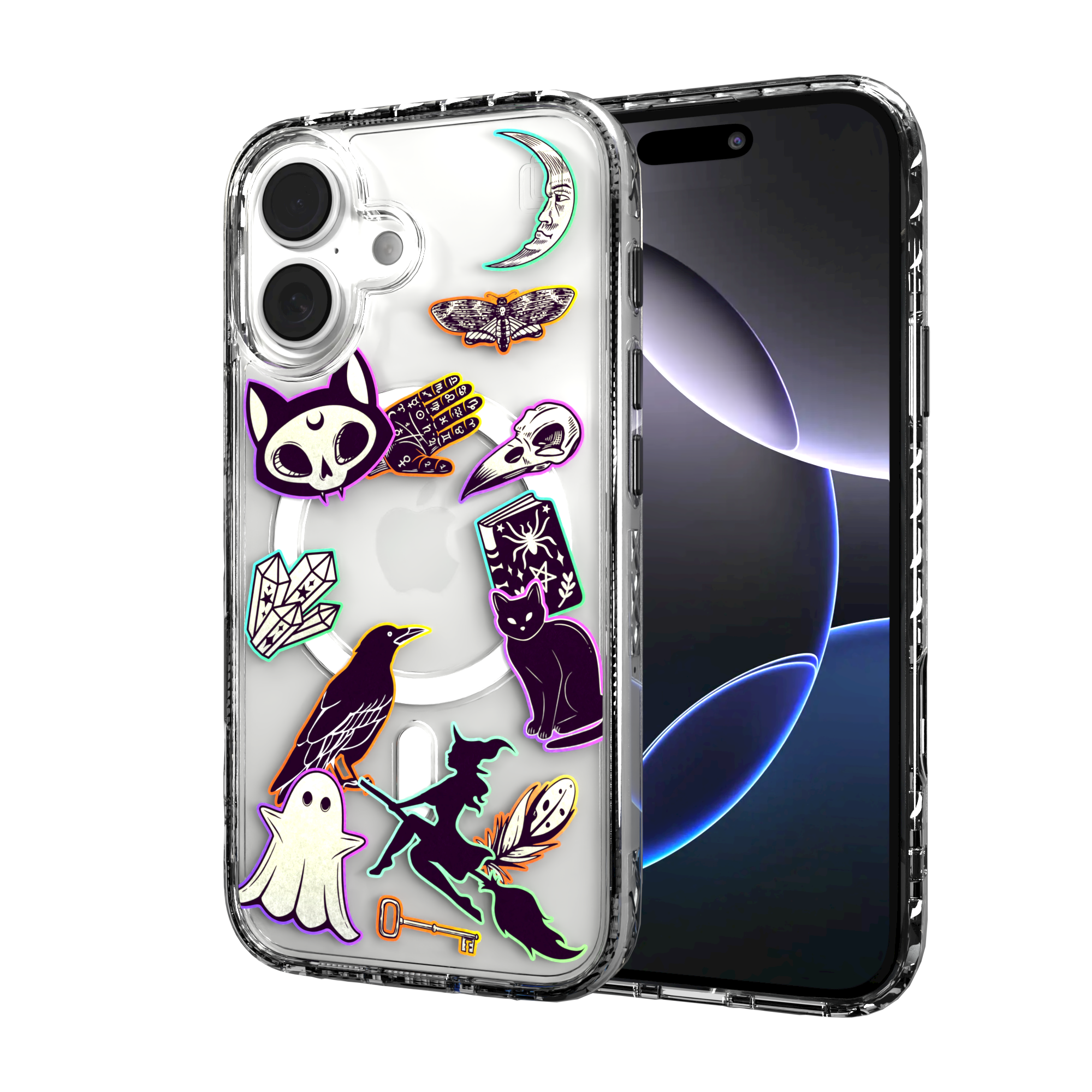 iPhone 16 Series | MagSafe | Halloween Case | Witchy Stickers Witchy Stickers / iPhone 16 / Clear