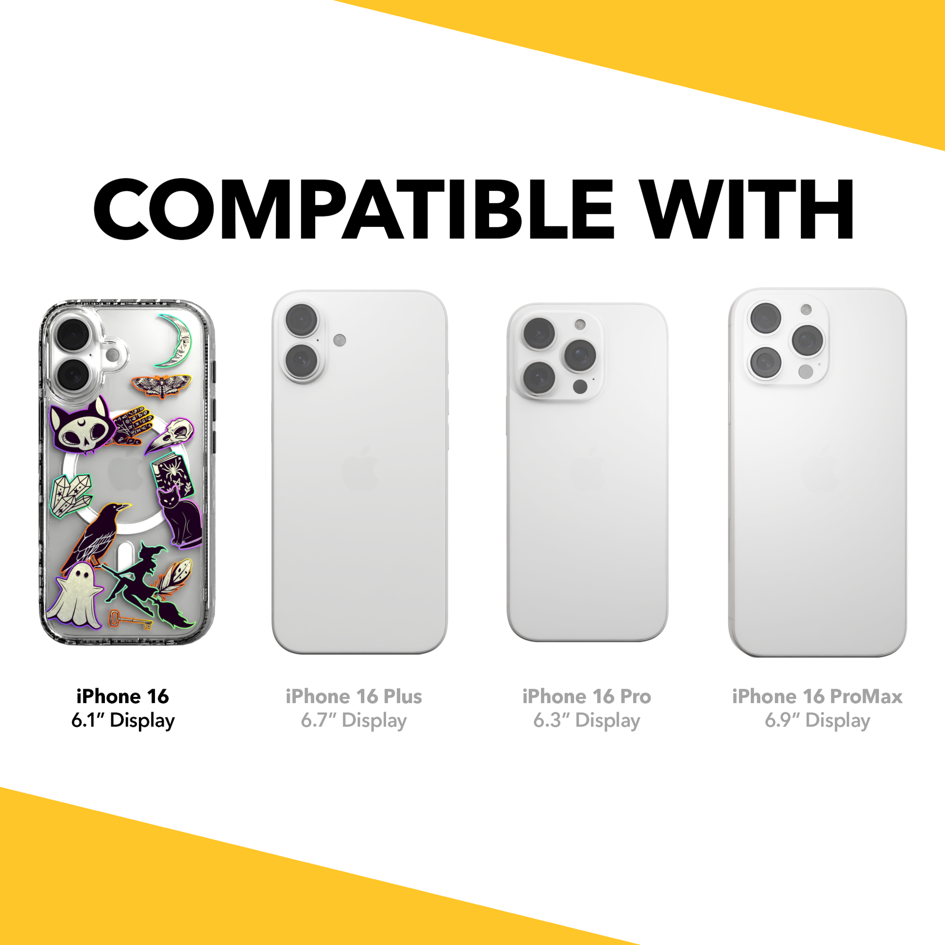 iPhone 16 Series | MagSafe | Halloween Case | Witchy Stickers Witchy Stickers / iPhone 16 / Clear