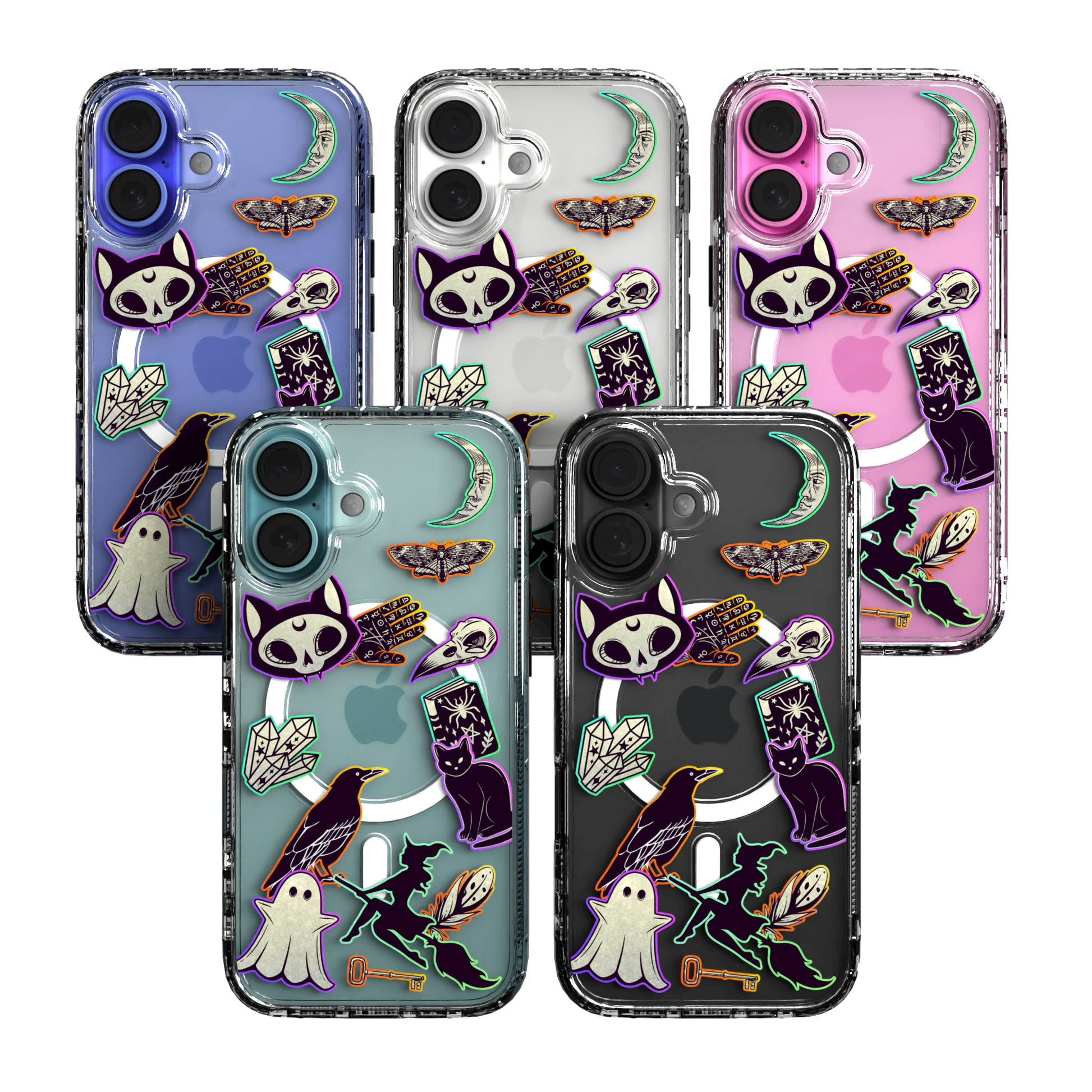 iPhone 16 Series | MagSafe | Halloween Case | Witchy Stickers Witchy Stickers / iPhone 16 / Clear