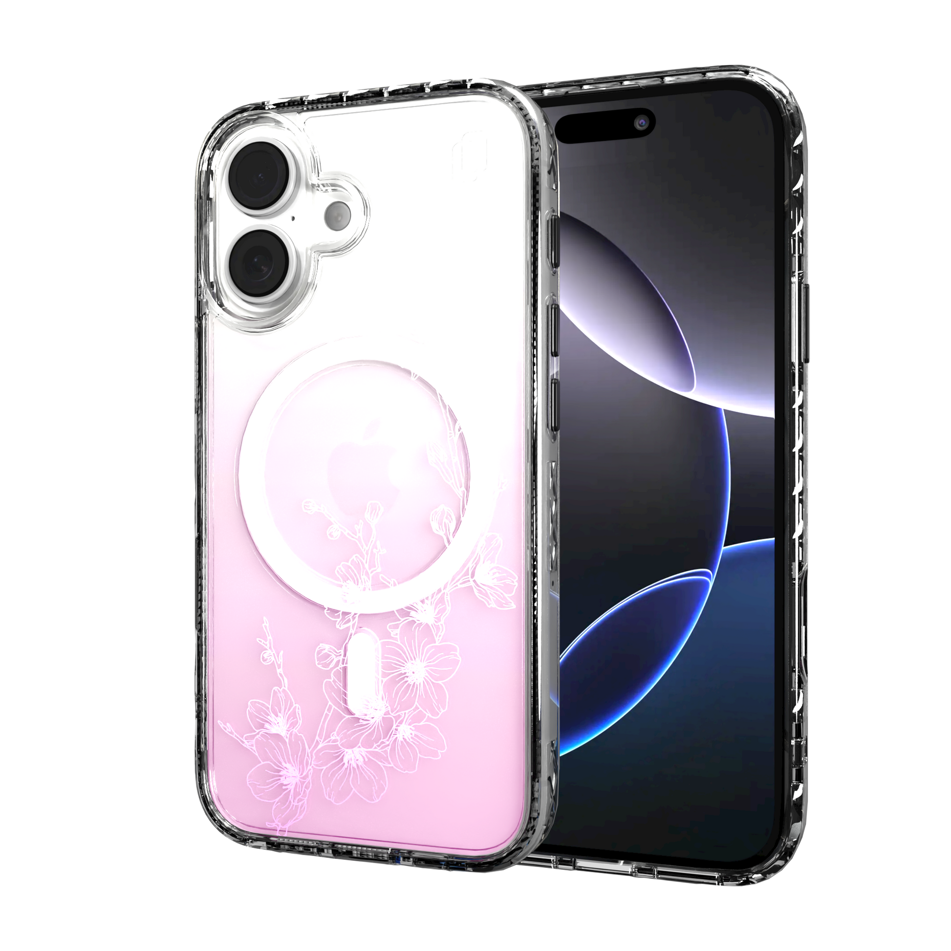 iPhone 16 Series | MagSafe | Ombre Bouquet Case Collection | Ballet Blush Pink Ballet Blush / iPhone 16 / Clear