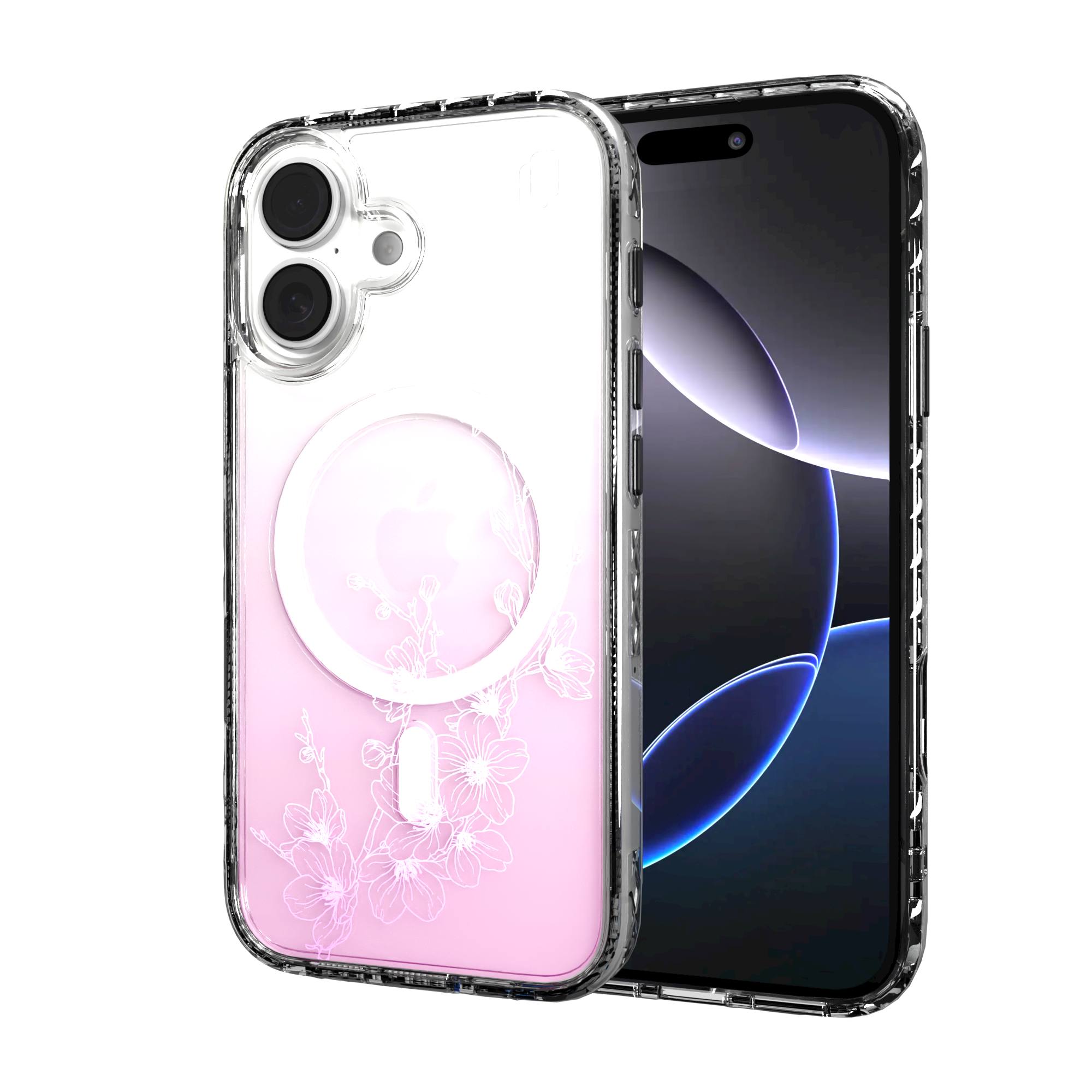 iPhone 16 Series | MagSafe | Ombre Bouquet Case Collection | Ballet Blush Pink Ballet Blush / iPhone 16 / Clear