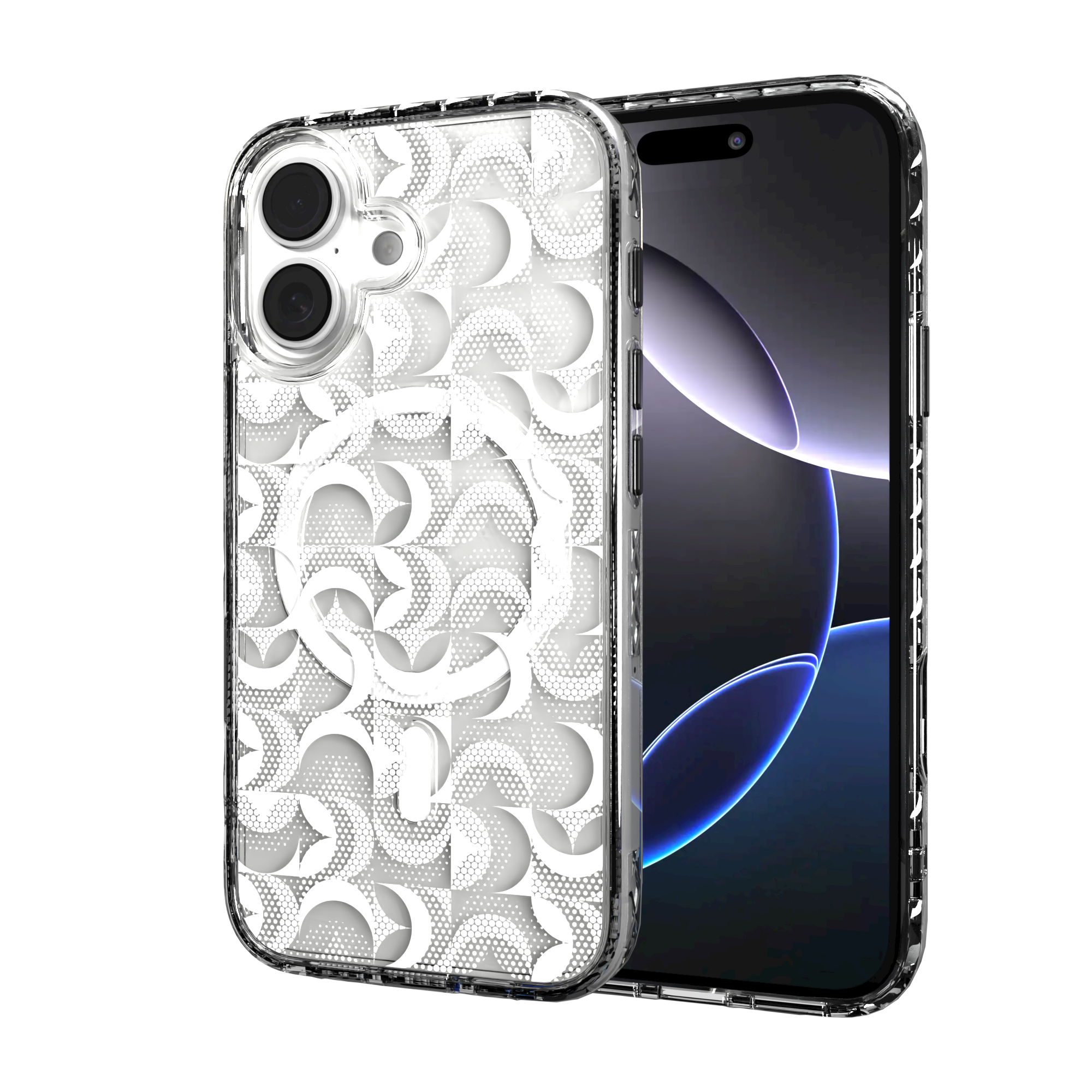 iPhone 16 Series | MagSafe | Abstract Art Case | Retro White Swirls Retro White / iPhone 16 / Clear