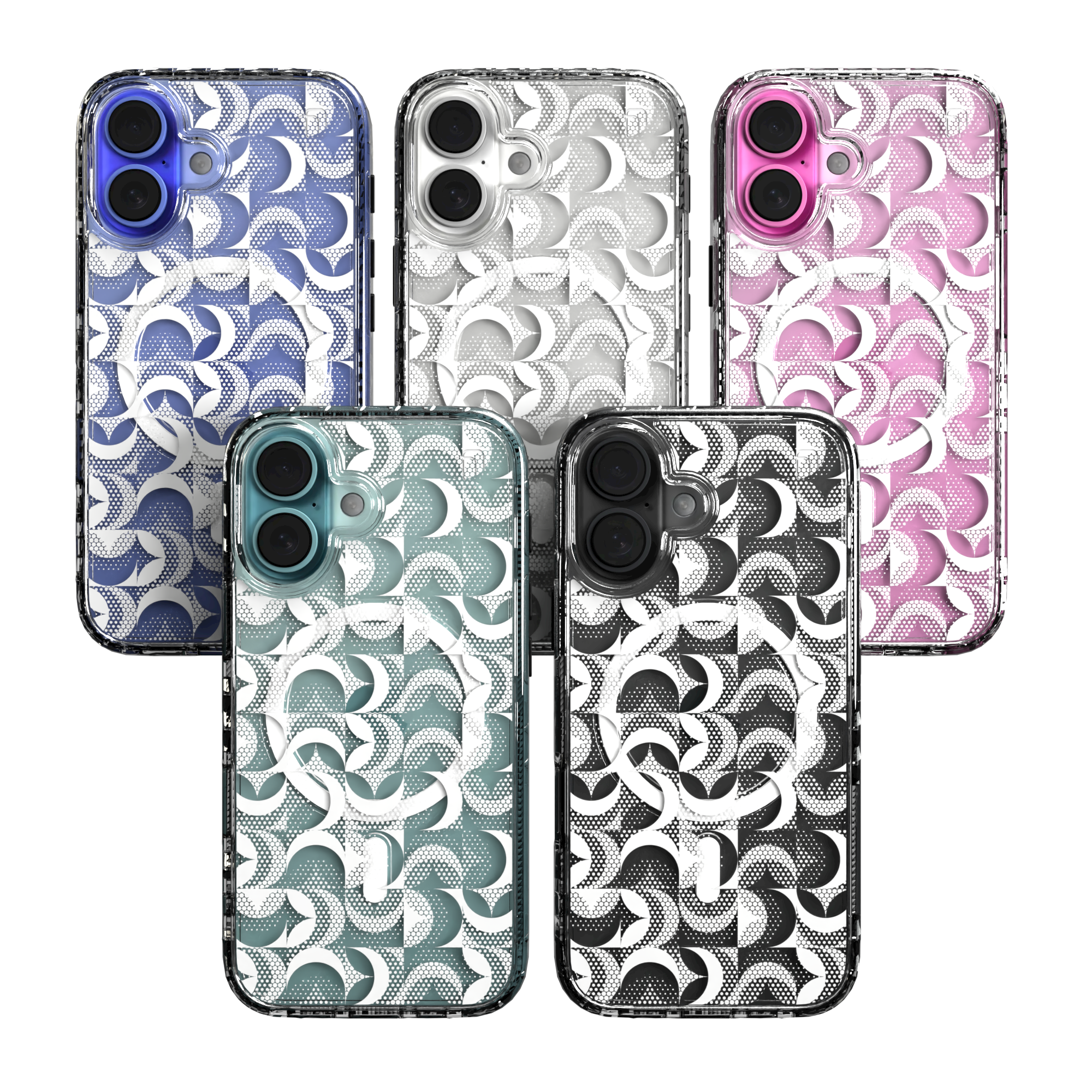 iPhone 16 Series | MagSafe | Abstract Art Case | Retro White Swirls Retro White / iPhone 16 / Clear