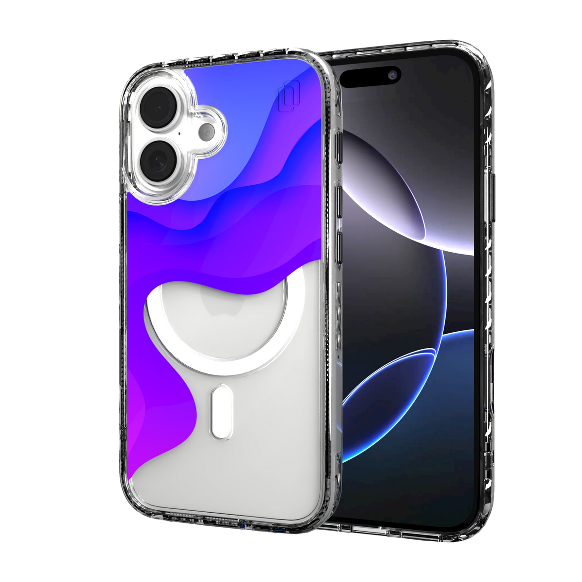 iPhone 16 Series | MagSafe | Abstract Art Case | Retro Purple Waves Retro Purple / iPhone 16 / Clear