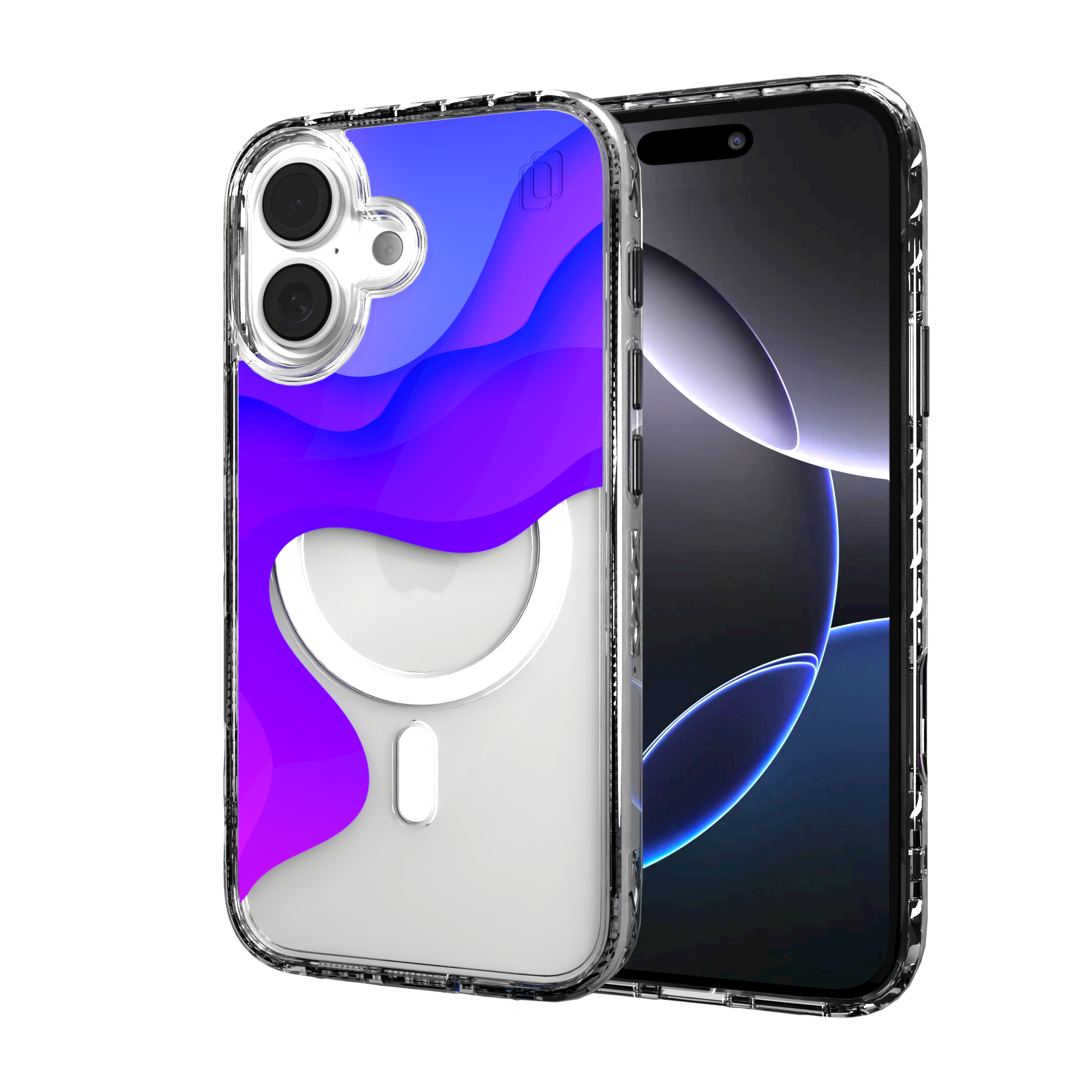 iPhone 16 Series | MagSafe | Abstract Art Case | Retro Purple Waves Retro Purple / iPhone 16 / Clear
