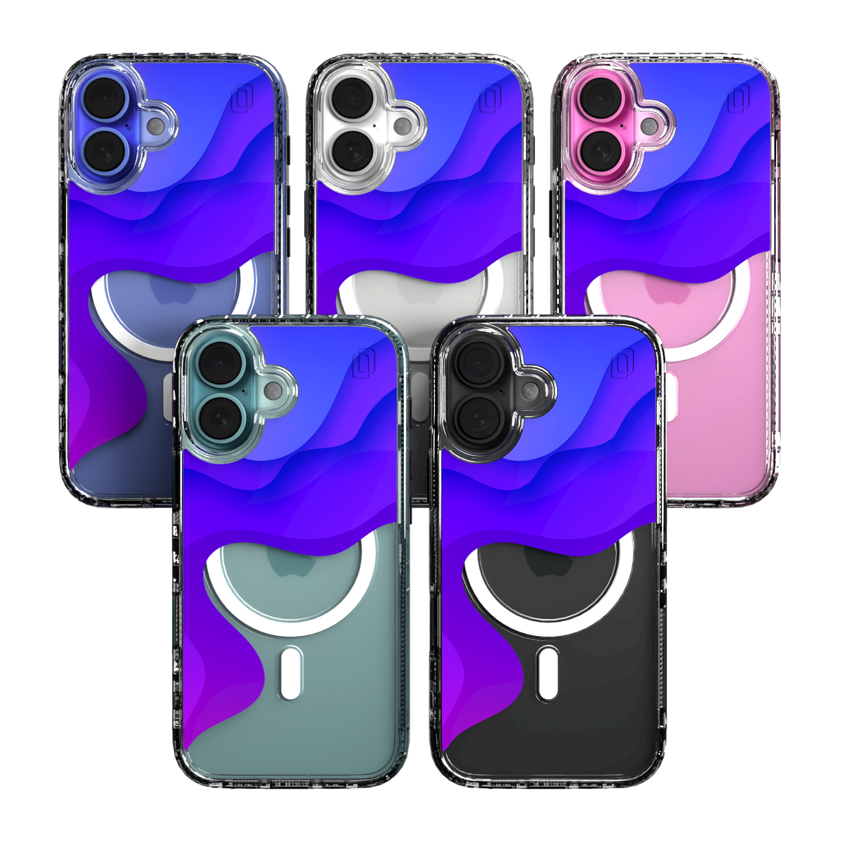 iPhone 16 Series | MagSafe | Abstract Art Case | Retro Purple Waves Retro Purple / iPhone 16 / Clear