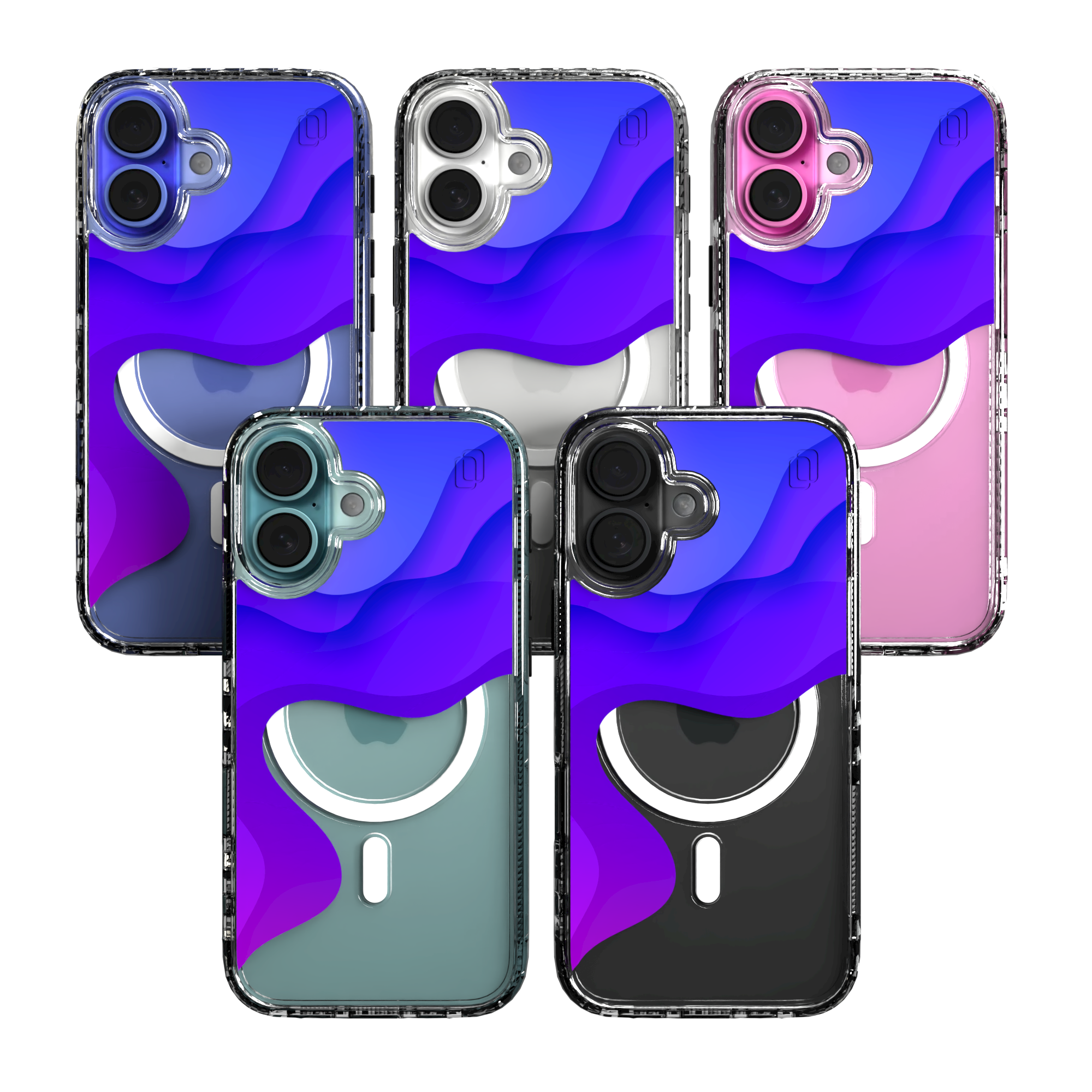 iPhone 16 Series | MagSafe | Abstract Art Case | Retro Purple Waves Retro Purple / iPhone 16 / Clear
