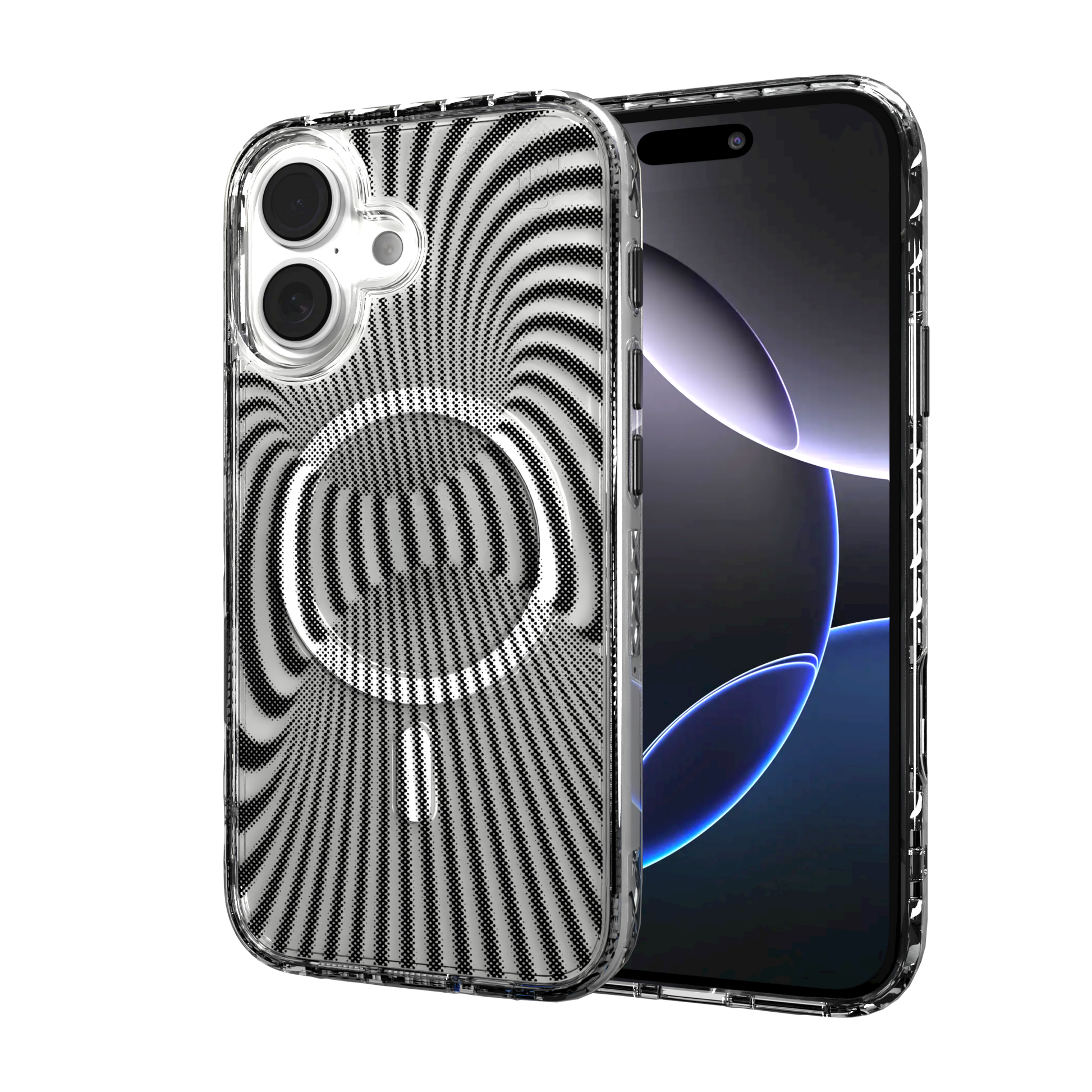 iPhone 16 Series | MagSafe | Monochromatic Case Designs | Trippy Tunnel Tunnel / iPhone 16 / Clear