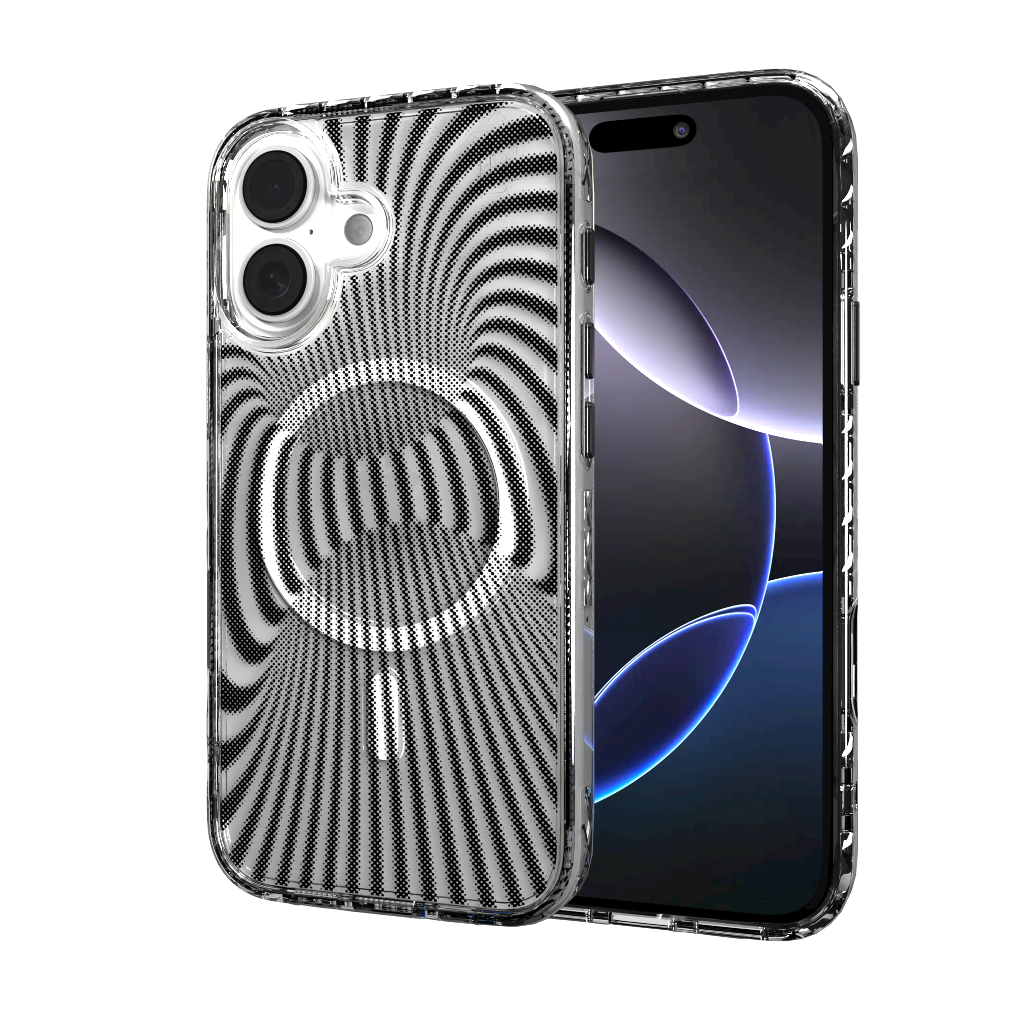 iPhone 16 Series | MagSafe | Monochromatic Case Designs | Trippy Tunnel Tunnel / iPhone 16 / Clear
