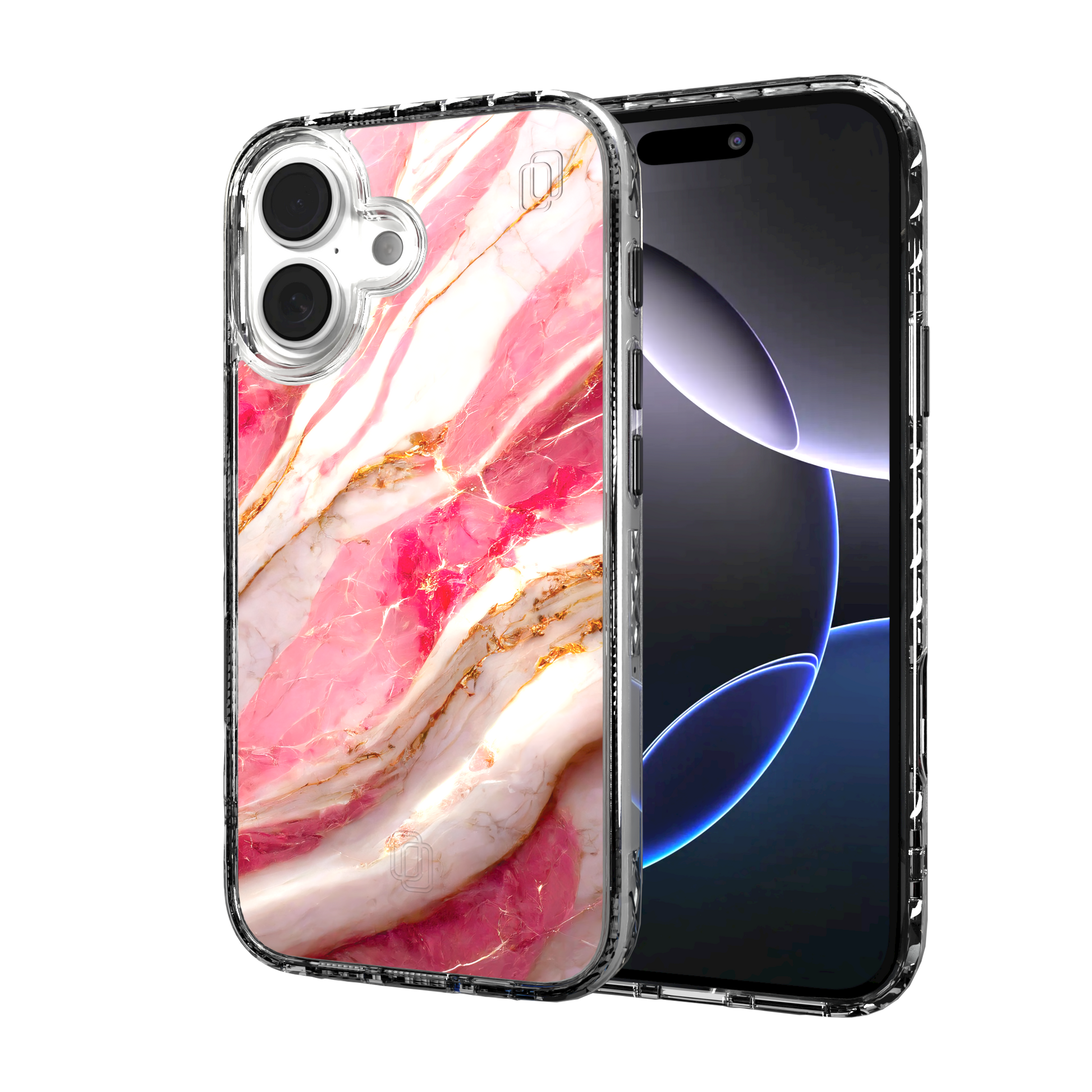 iPhone 16 Series | MagSafe | Stone Beauty Case Collection | New Dawn Pink, White & Gold Marble New Dawn / iPhone 16 / Clear