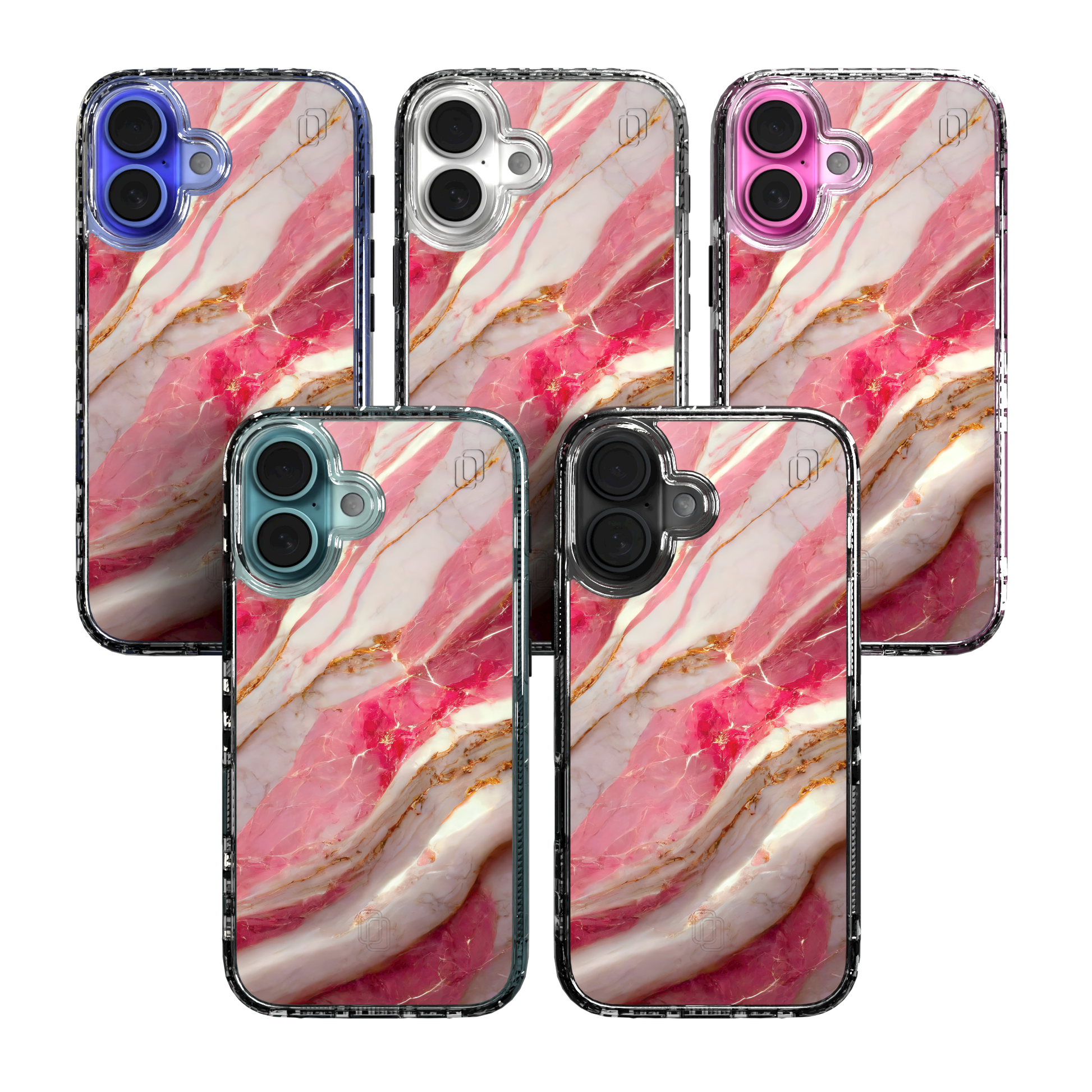 iPhone 16 Series | MagSafe | Stone Beauty Case Collection | New Dawn Pink, White & Gold Marble New Dawn / iPhone 16 / Clear