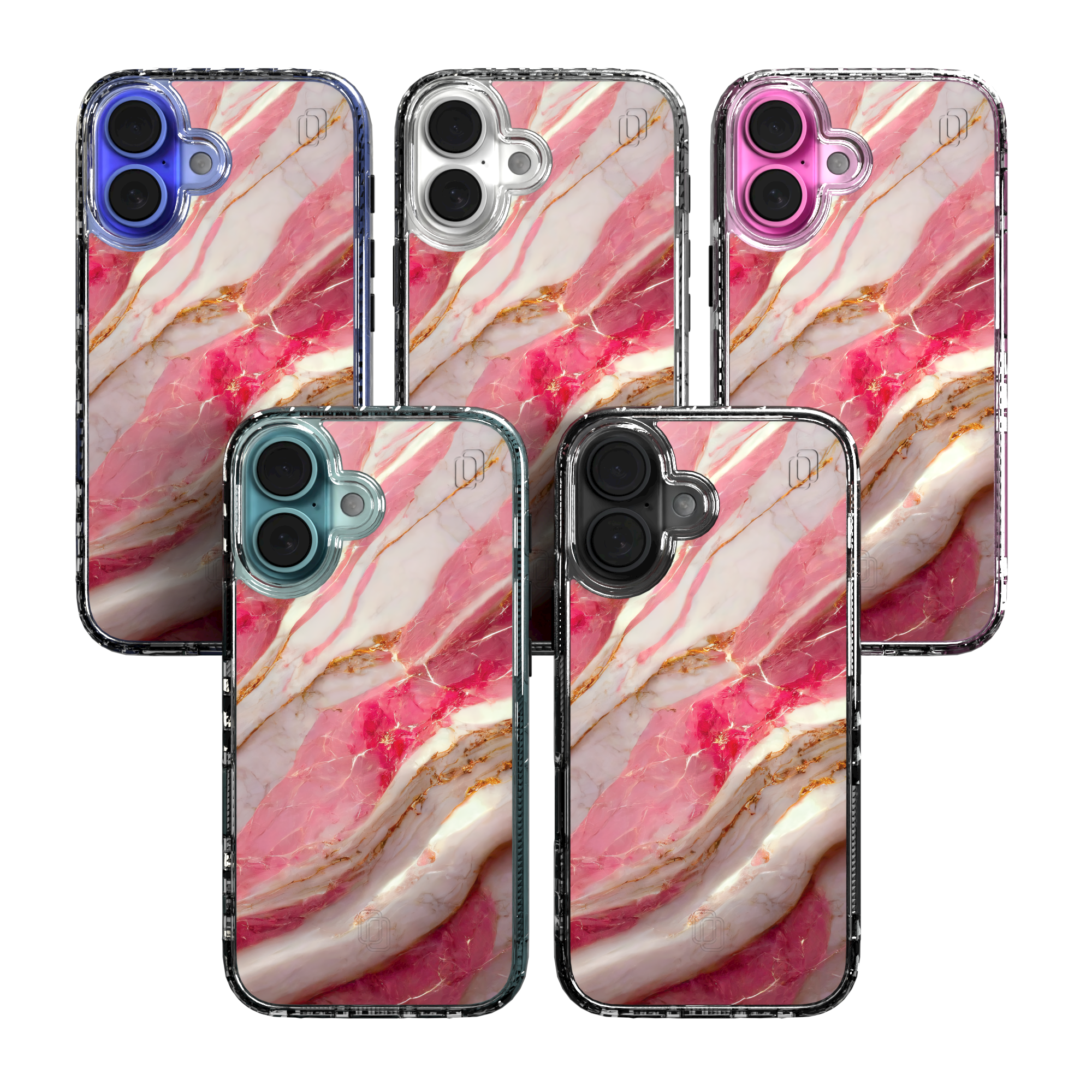 iPhone 16 Series | MagSafe | Stone Beauty Case Collection | New Dawn Pink, White & Gold Marble New Dawn / iPhone 16 / Clear