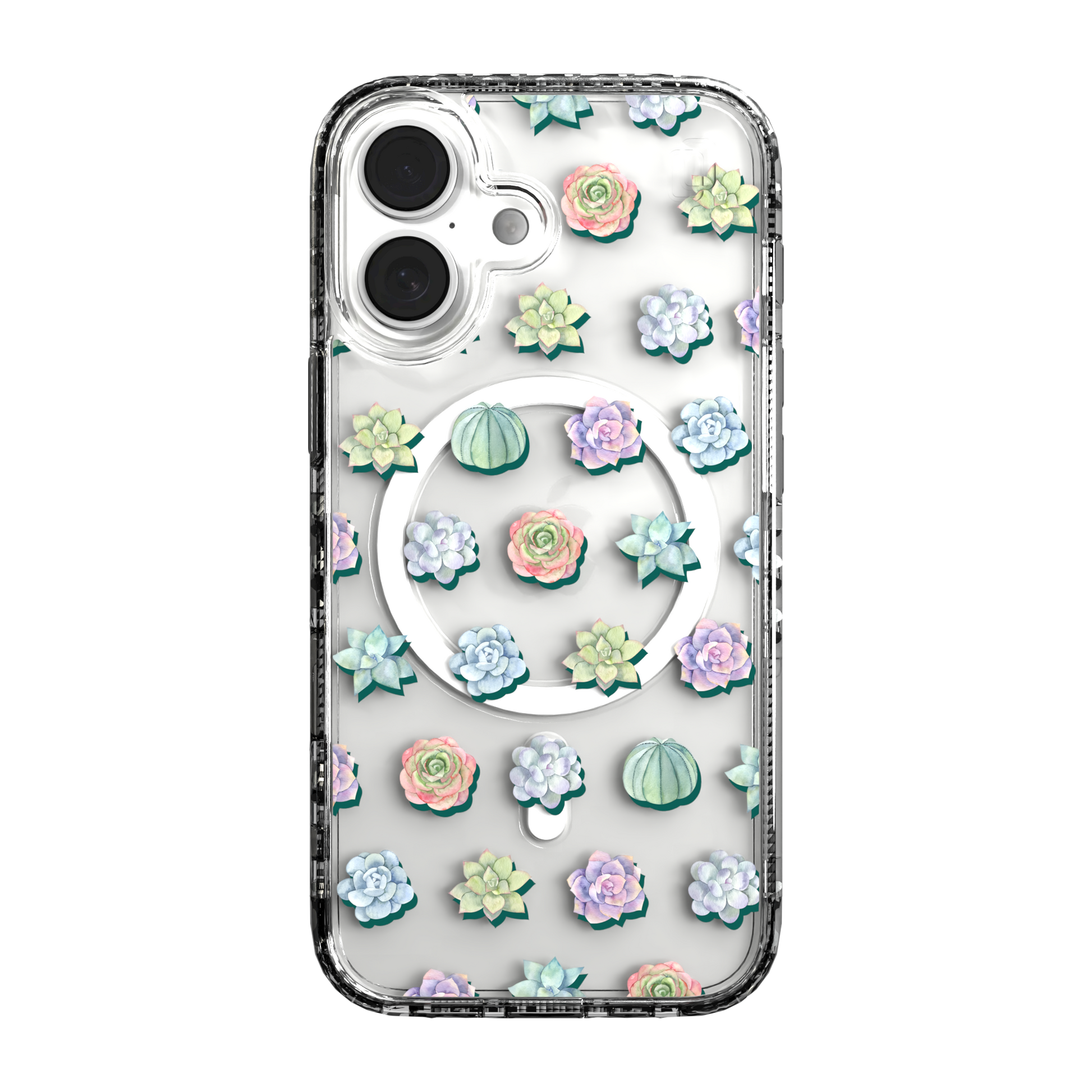 iPhone 16 Series | MagSafe | Nature Case Collection | Succulent Seamless Pattern Succulents / iPhone 16 / Clear