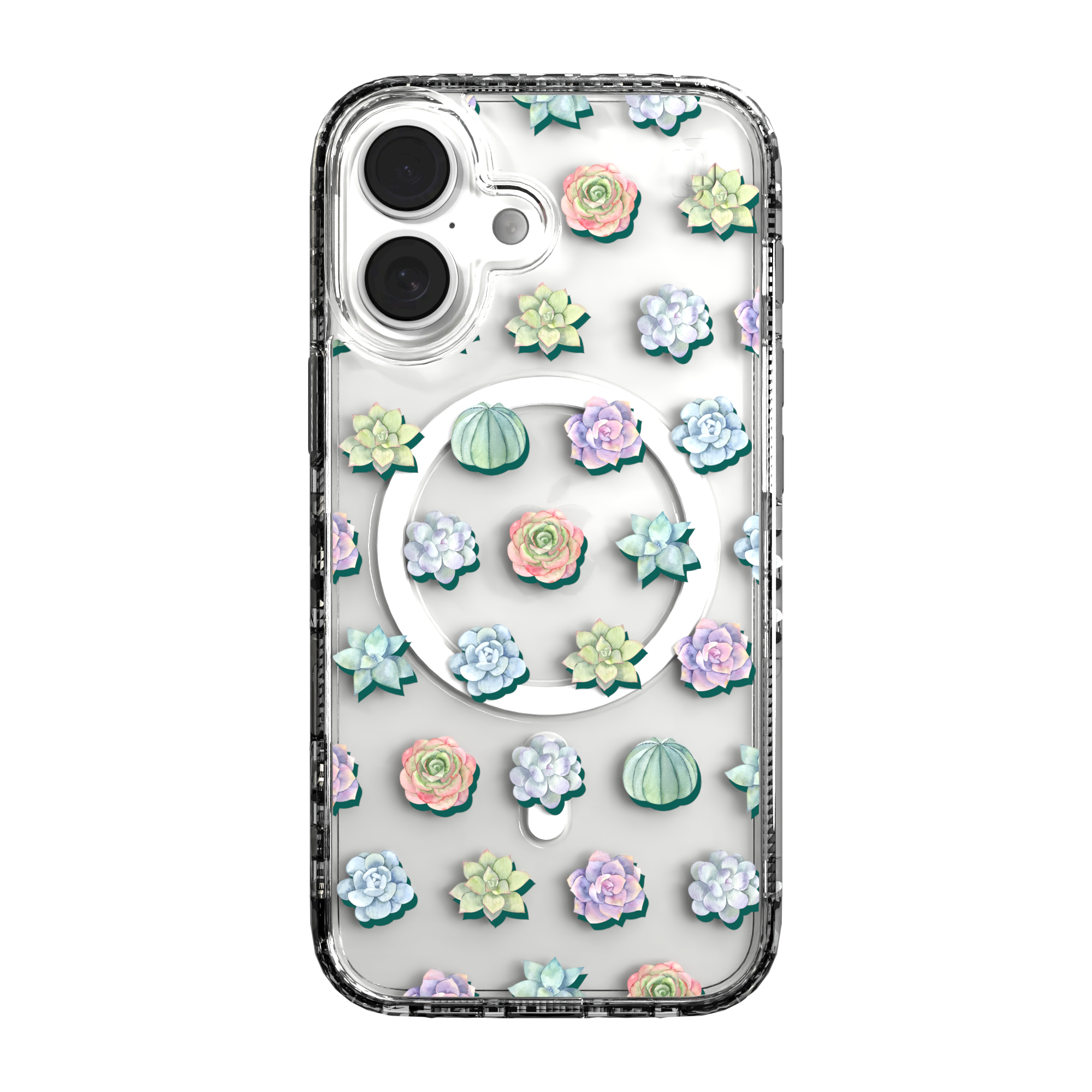 iPhone 16 Series | MagSafe | Nature Case Collection | Succulent Seamless Pattern Succulents / iPhone 16 / Clear