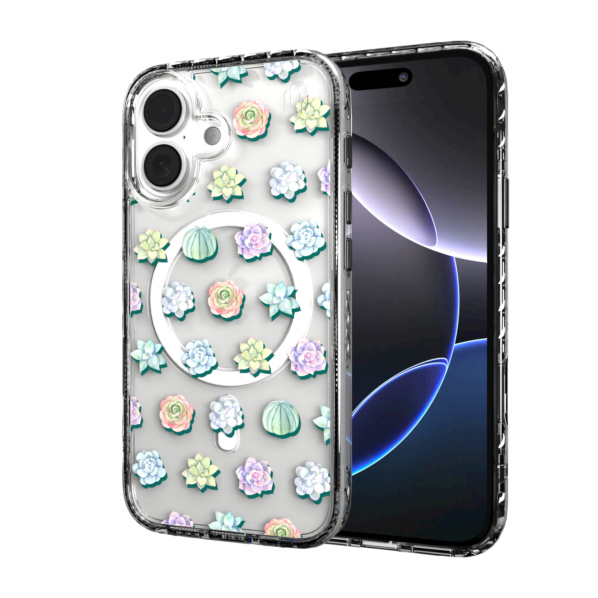 iPhone 16 Series | MagSafe | Nature Case Collection | Succulent Seamless Pattern Succulents / iPhone 16 / Clear