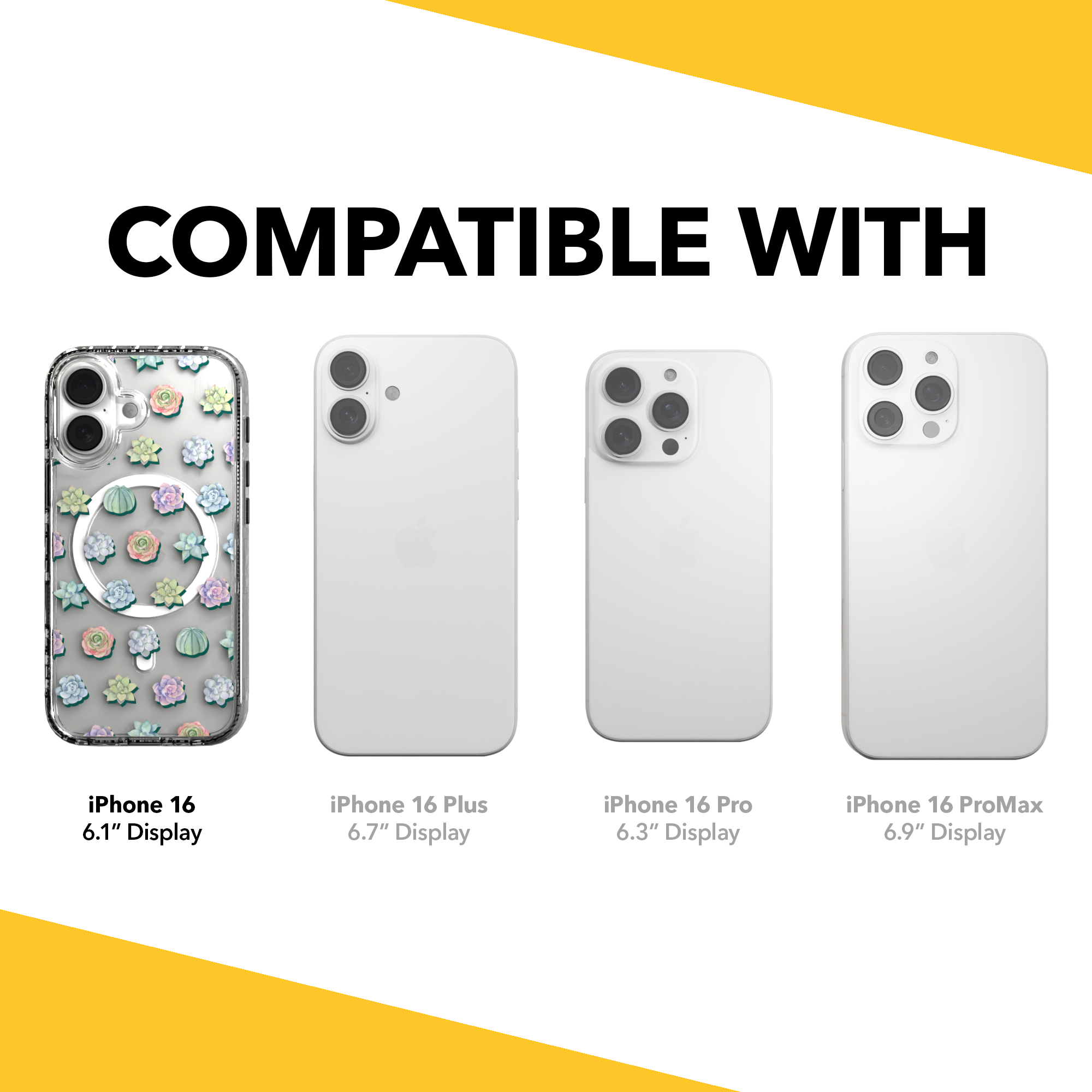 iPhone 16 Series | MagSafe | Nature Case Collection | Succulent Seamless Pattern Succulents / iPhone 16 / Clear