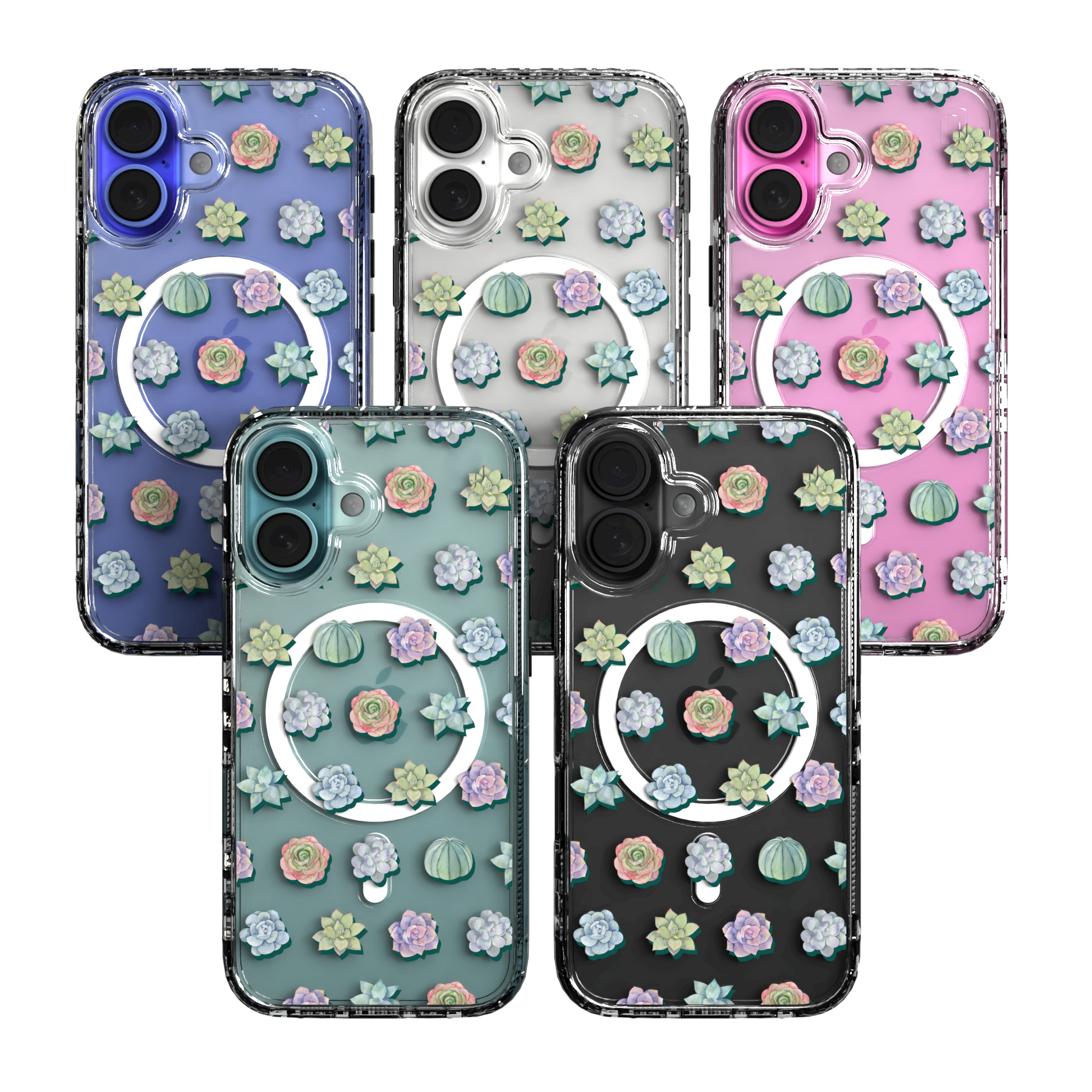 iPhone 16 Series | MagSafe | Nature Case Collection | Succulent Seamless Pattern Succulents / iPhone 16 / Clear
