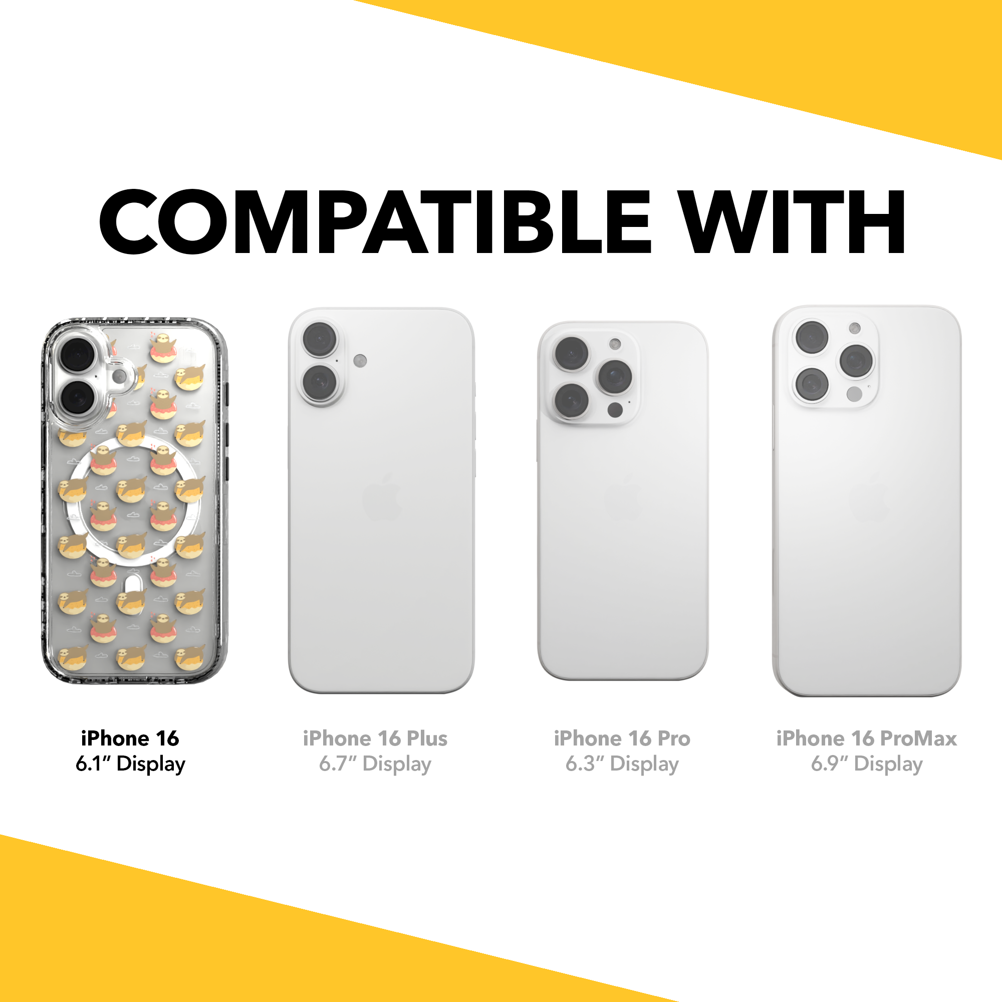 iPhone 16 Series | MagSafe | Sloth Case Collection | Dreamy Sloth Dreamy Sloth / iPhone 16 / Clear