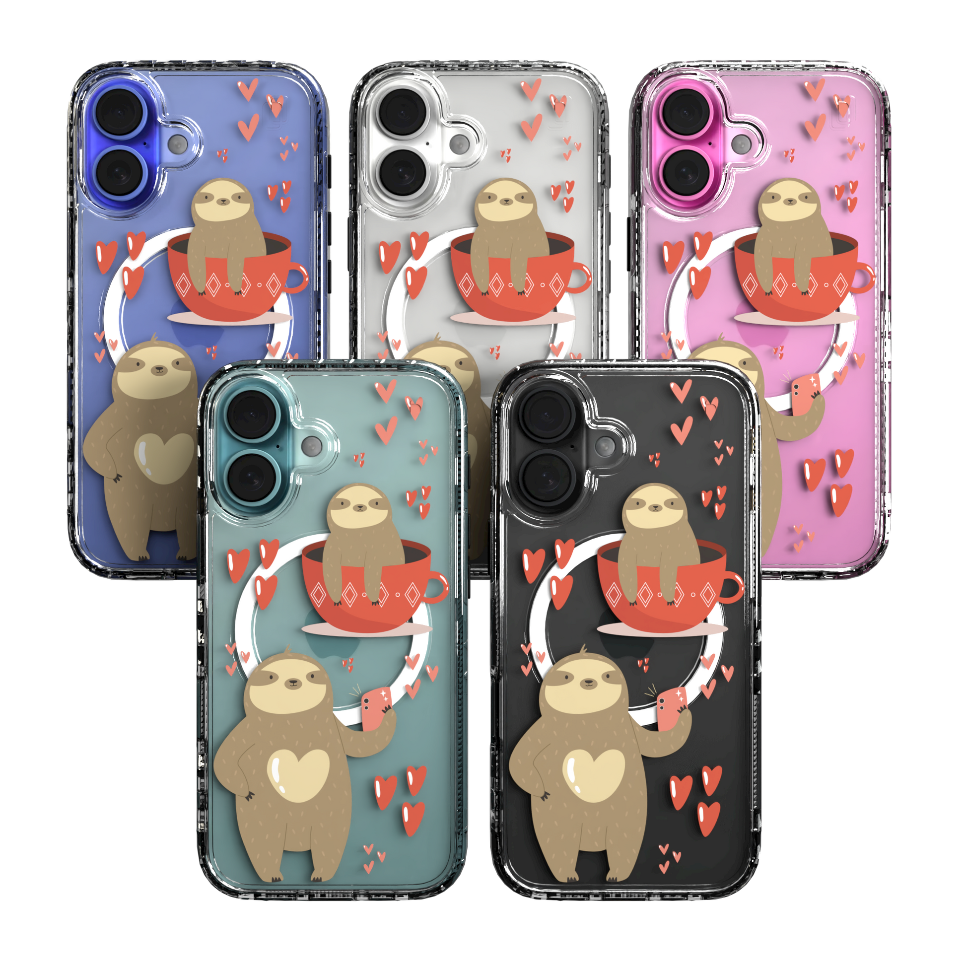 iPhone 16 Series | MagSafe | Sloth Case Collection | Sloths In Love Sloth Haven / iPhone 16 / Clear