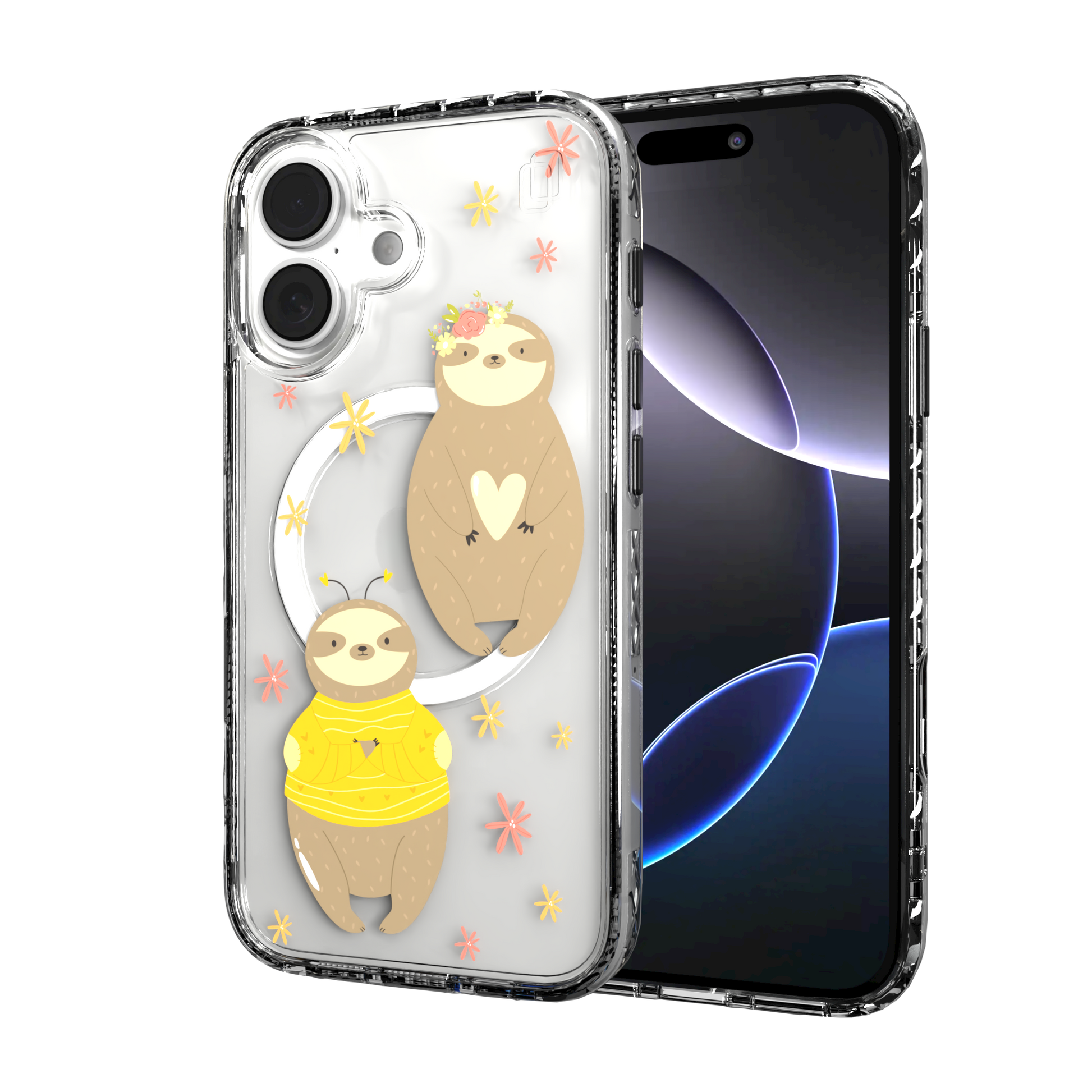 iPhone 16 Series | MagSafe | Sloth Case Collection | Lazy Sloths Lazy Sloth / iPhone 16 / Clear