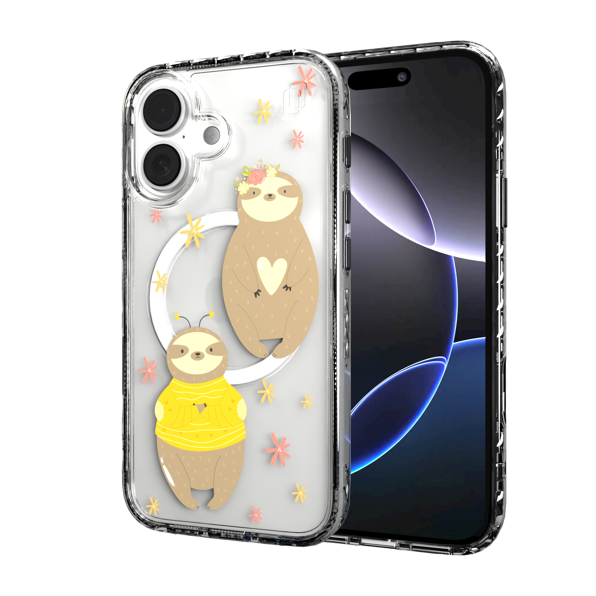 iPhone 16 Series | MagSafe | Sloth Case Collection | Lazy Sloths Lazy Sloth / iPhone 16 / Clear