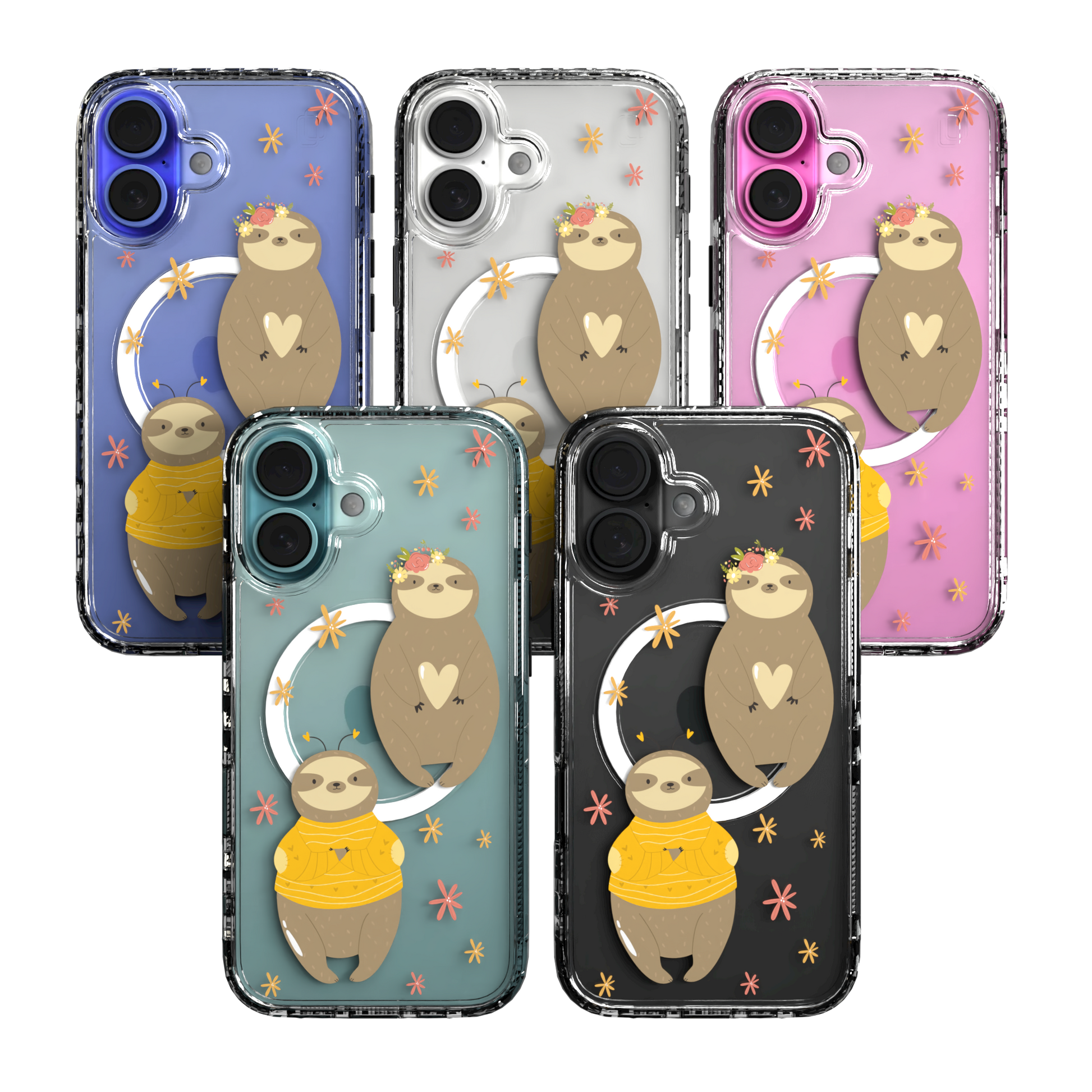 iPhone 16 Series | MagSafe | Sloth Case Collection | Lazy Sloths Lazy Sloth / iPhone 16 / Clear