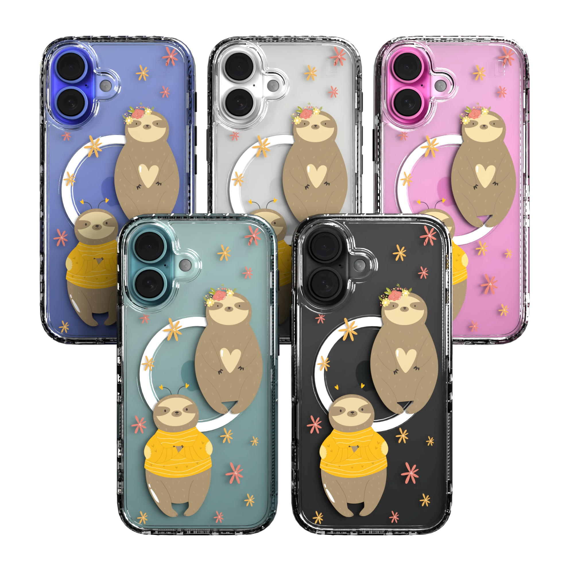 iPhone 16 Series | MagSafe | Sloth Case Collection | Lazy Sloths Lazy Sloth / iPhone 16 / Clear