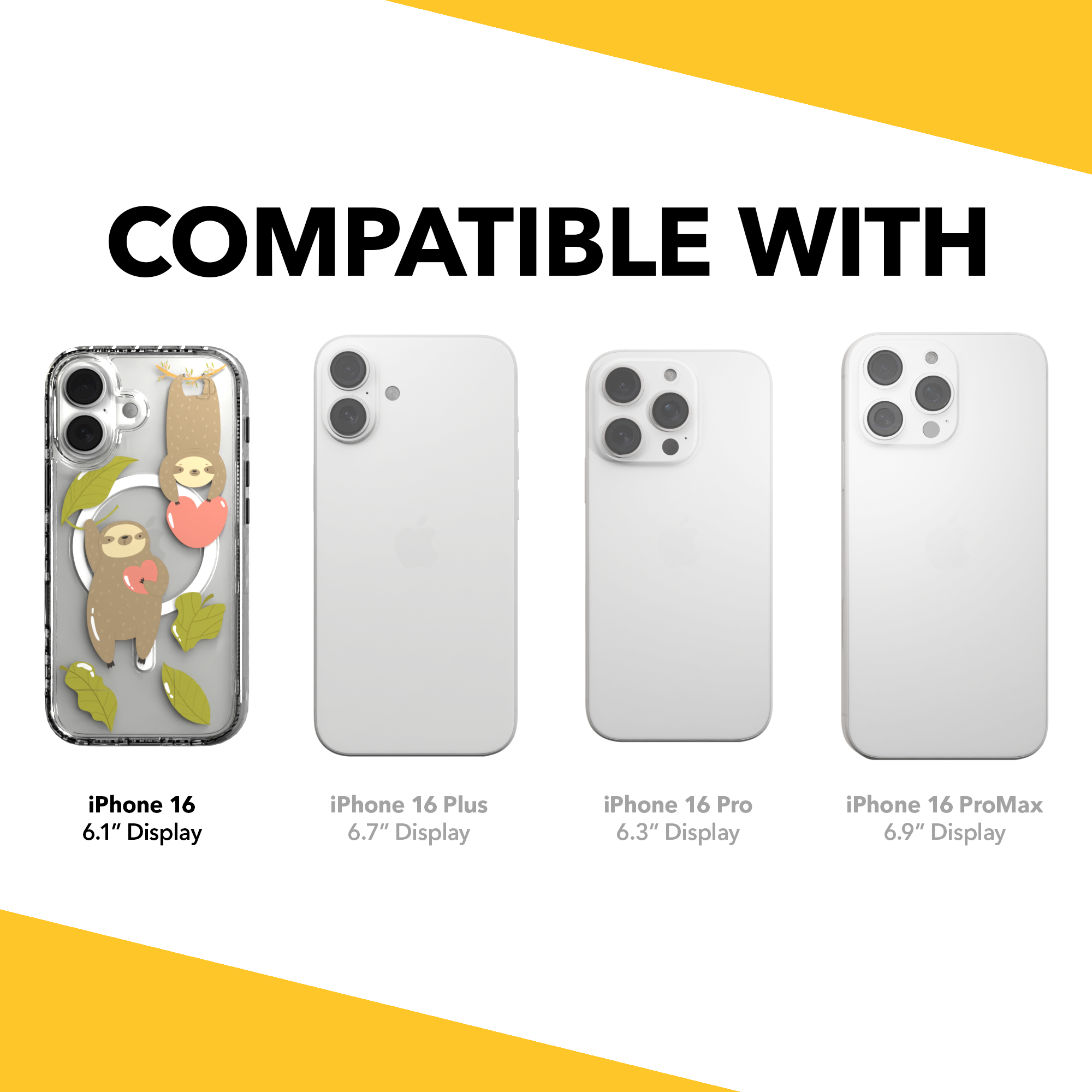 iPhone 16 Series | MagSafe | Sloth Case Collection | Slothy Vibes Slothy Vibes / iPhone 16 / Clear