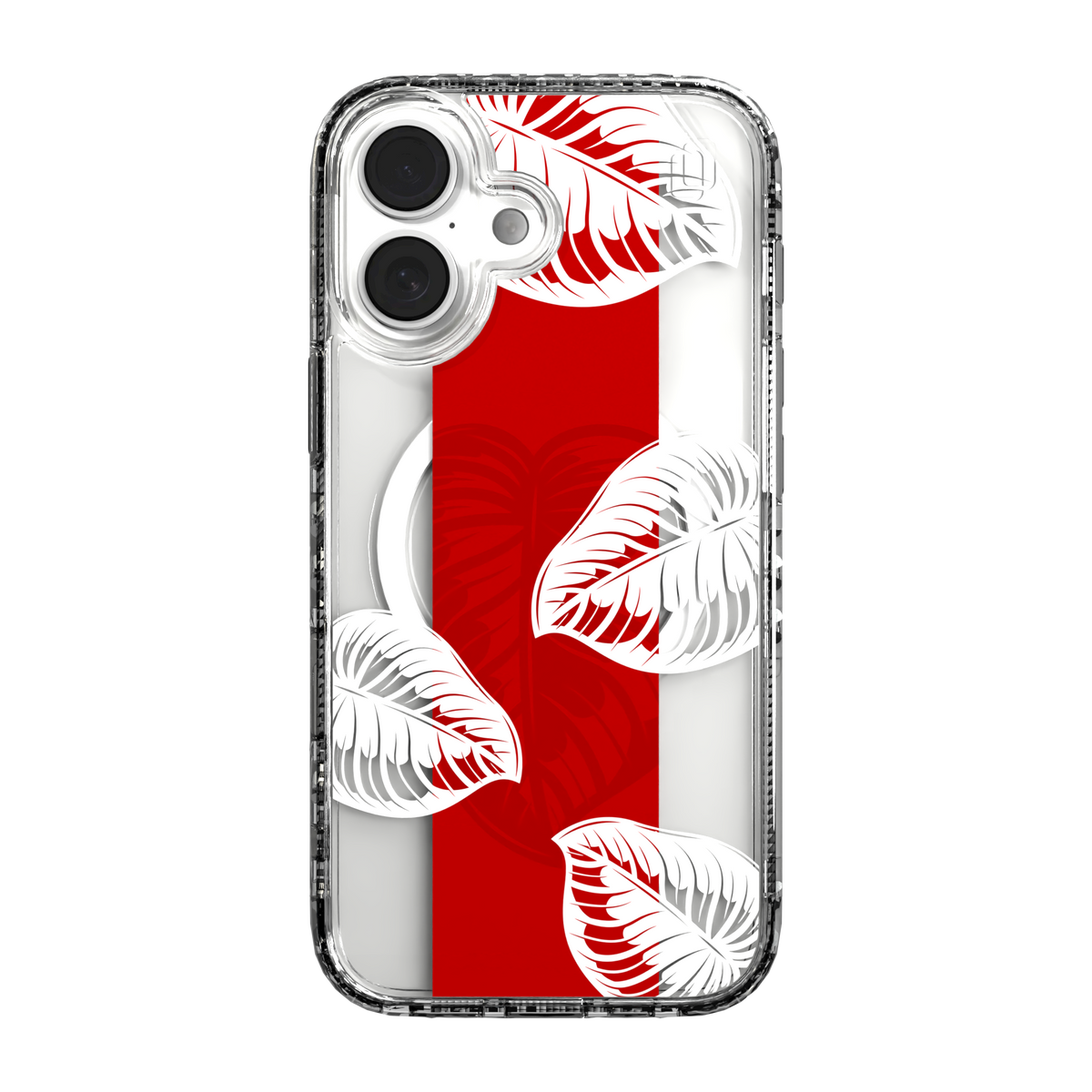 iPhone 16 Series | MagSafe | Summer Vibes Case Collection | Red & White Monstera Monstera Red / iPhone 16 / Clear