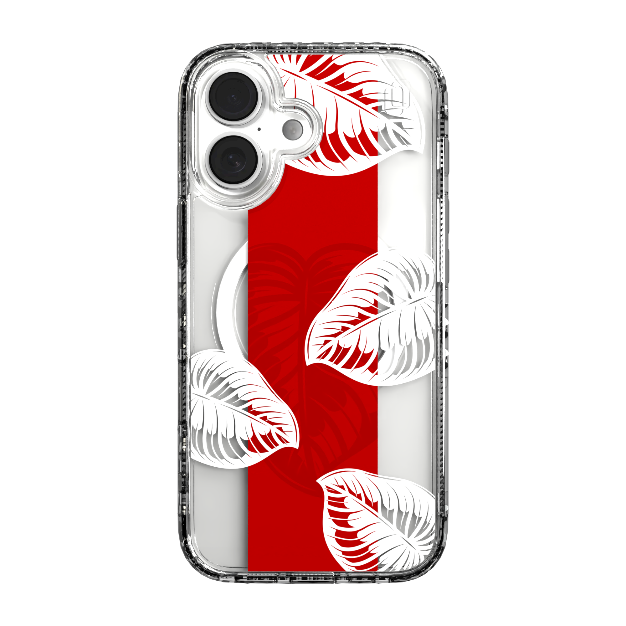 iPhone 16 Series | MagSafe | Summer Vibes Case Collection | Red & White Monstera Monstera Red / iPhone 16 / Clear