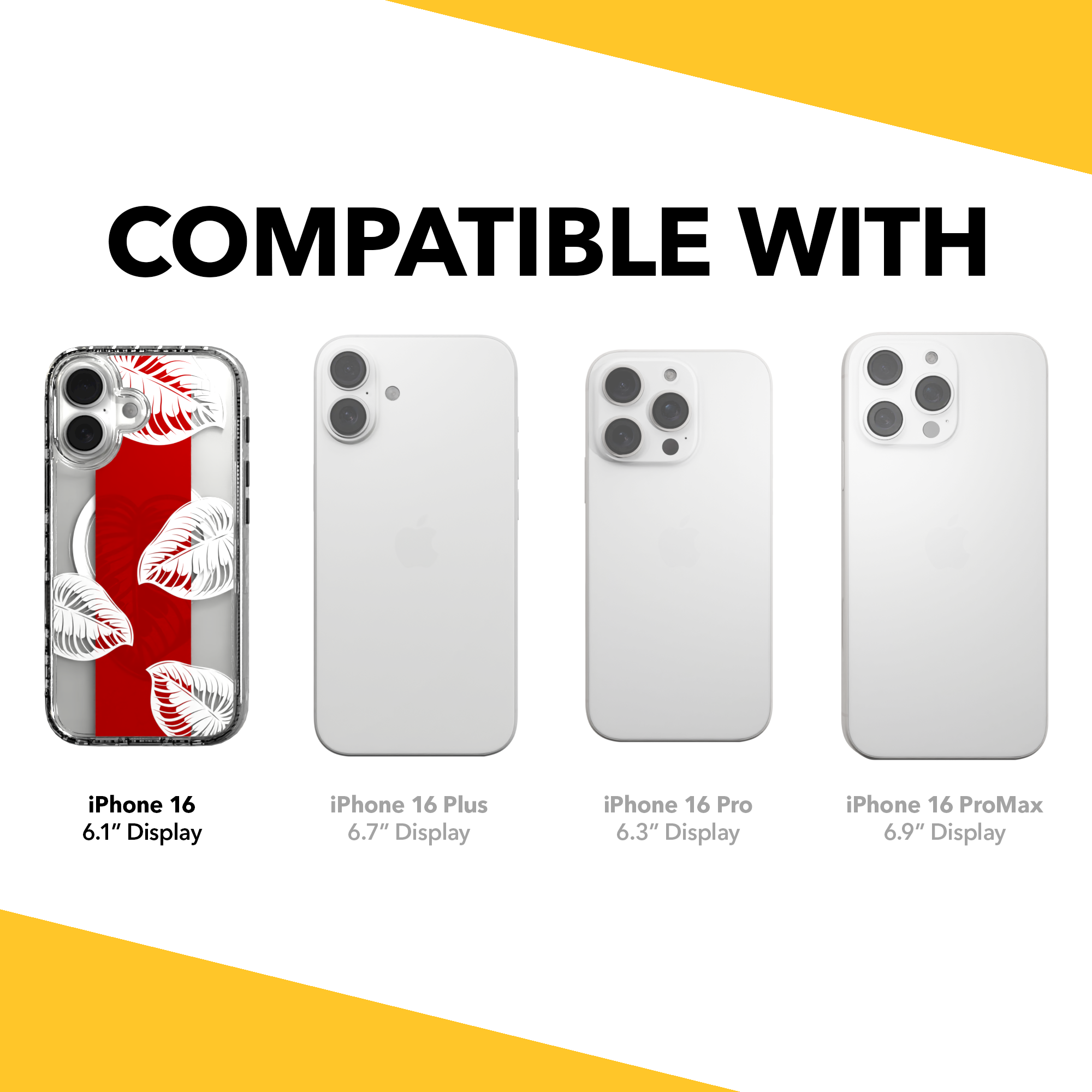 iPhone 16 Series | MagSafe | Summer Vibes Case Collection | Red & White Monstera Monstera Red / iPhone 16 / Clear